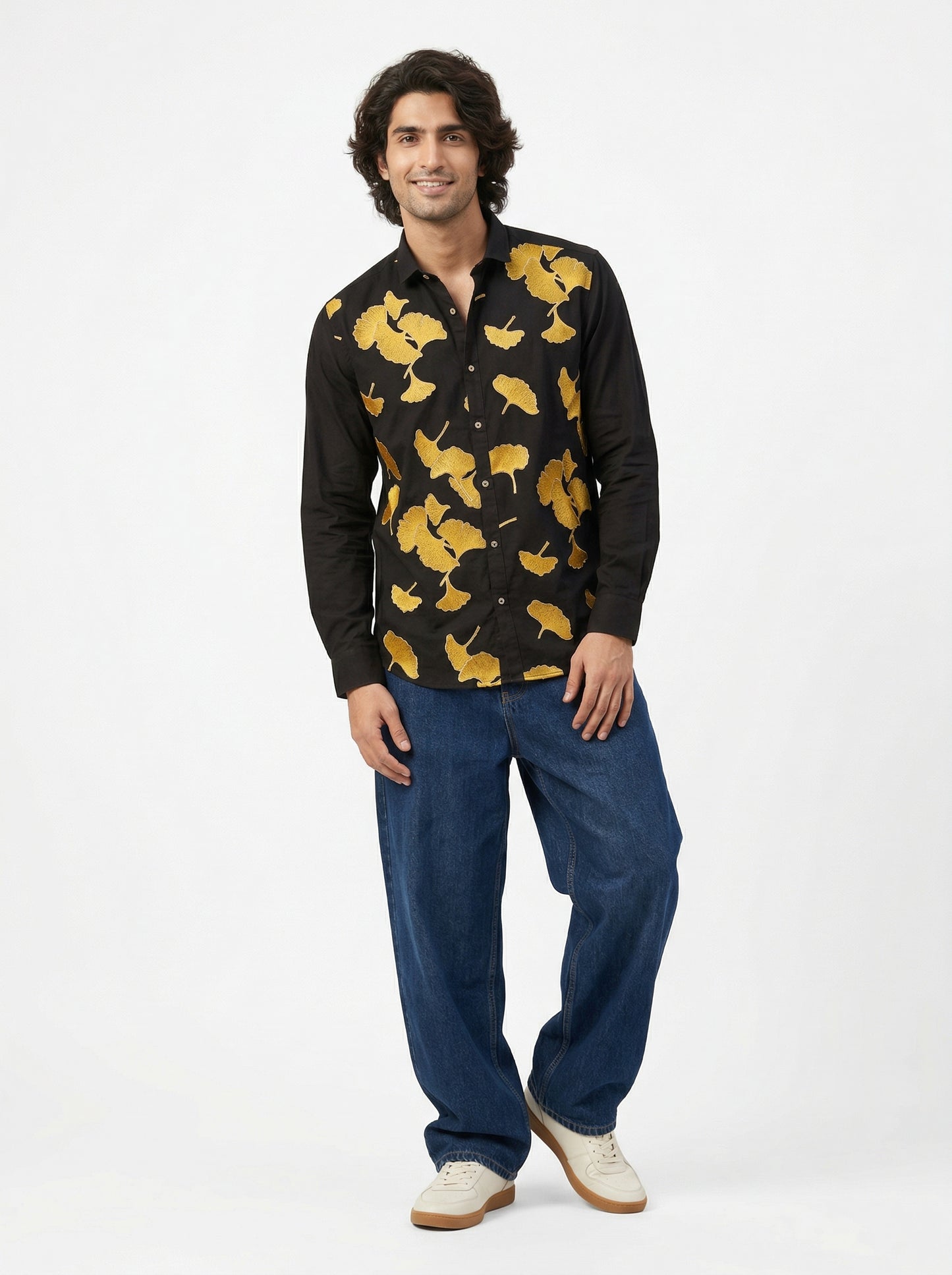 Men’s Geometric Embroidered Premium Shirt
