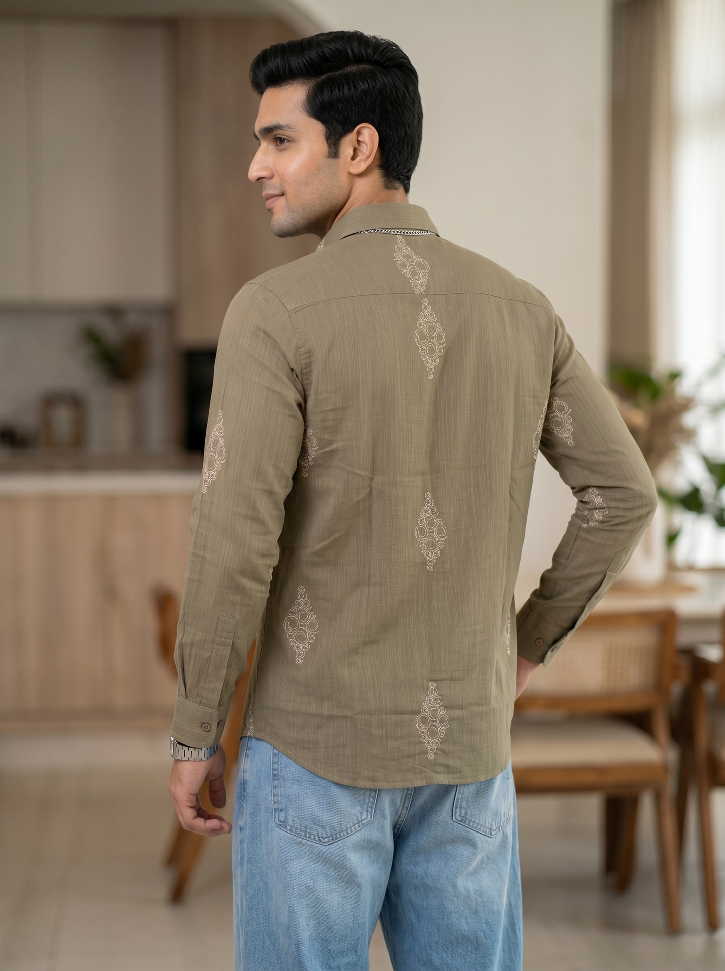 Vibe Craft Spiral Print Premium Textured Shirt for Men