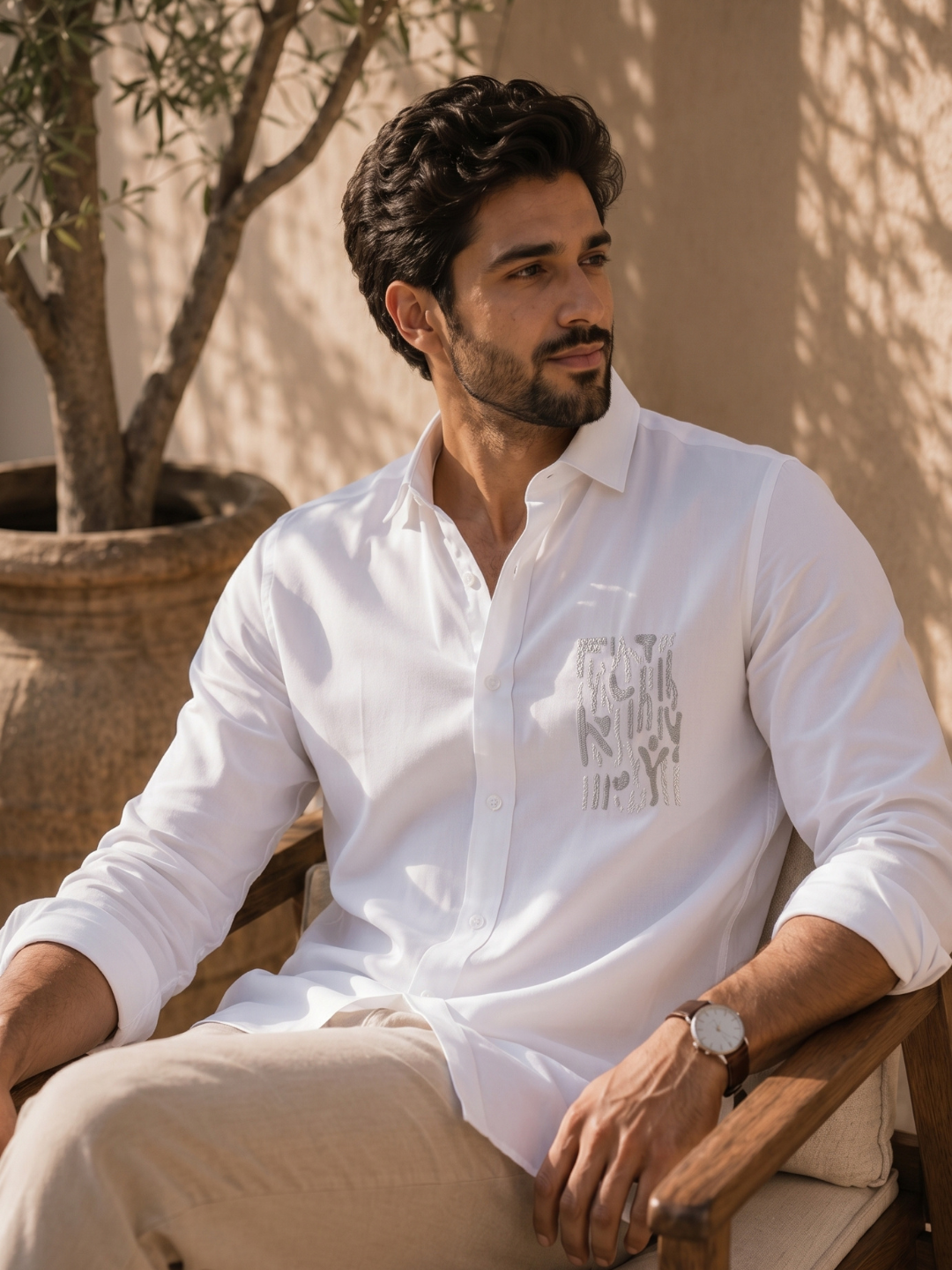 Minimal Embroidery Men's Shirt