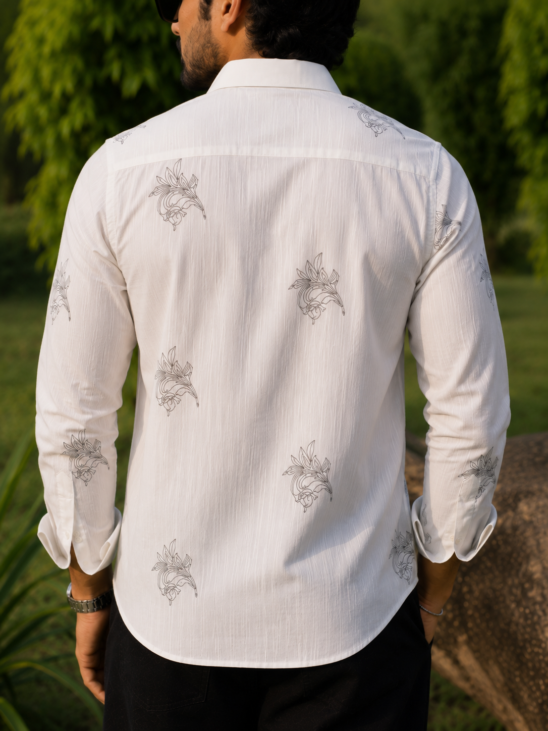 Vibe Craft Premium Botanical Embroidery Casual Shirt for Men