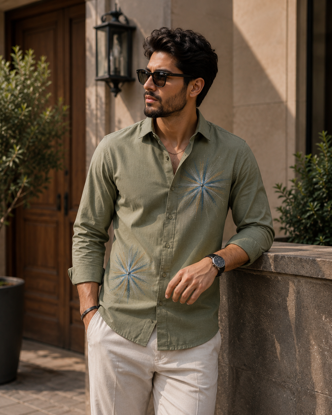 Men's Starburst Graphic Print Casual Shirt