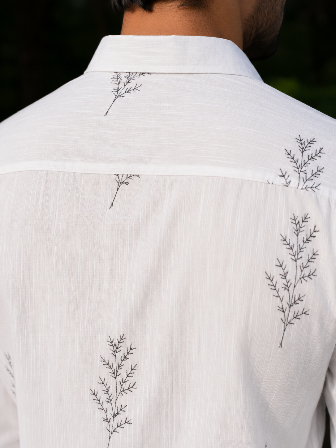 Minimal Fern Embroidery Shirt for Men