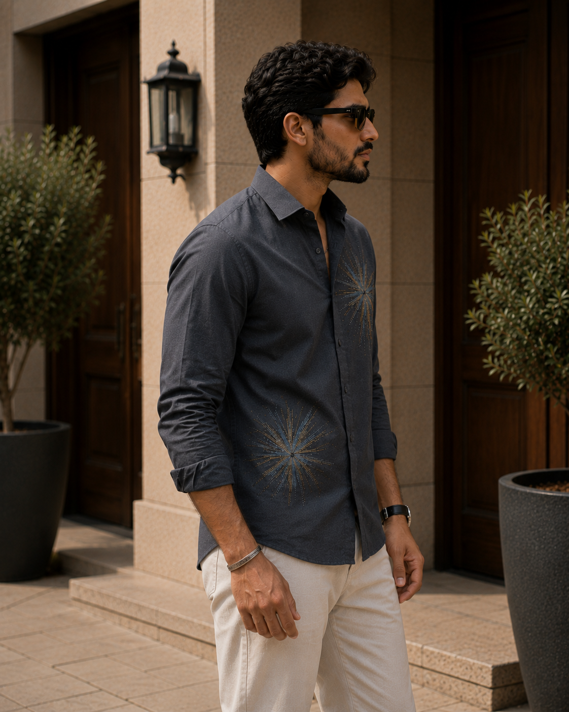 Men's Starburst Graphic Print Casual Shirt