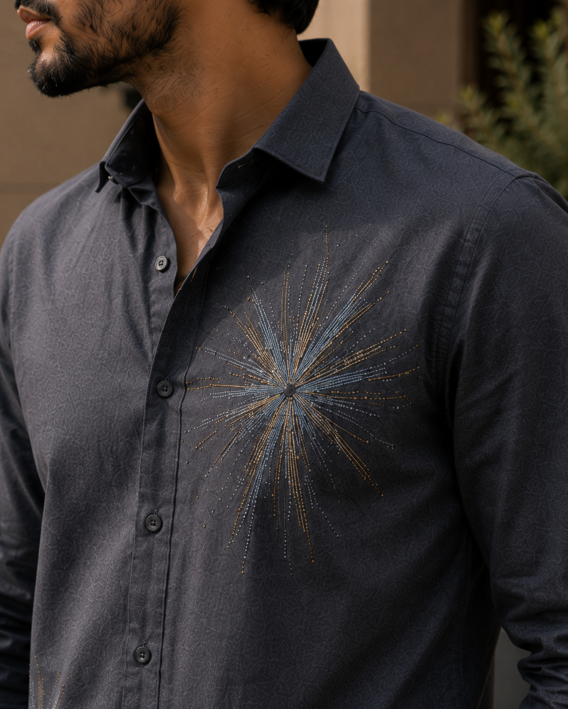 Men's Starburst Graphic Print Casual Shirt