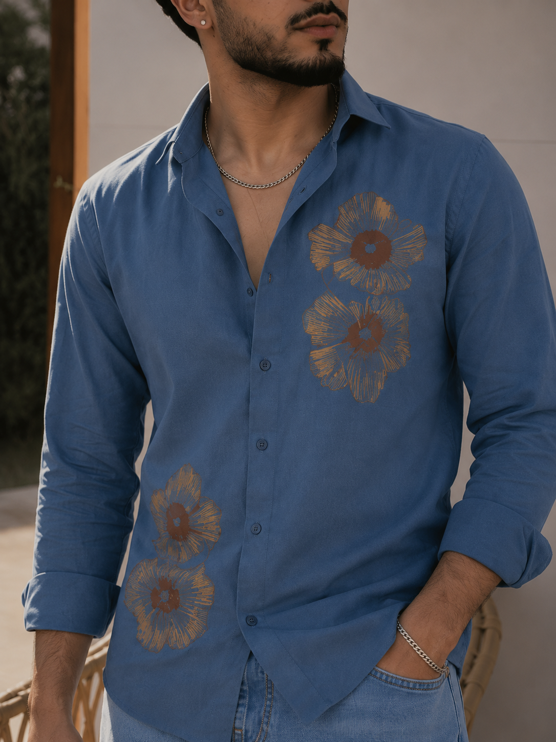 Men's Floral Graphic Print Casual Shirt