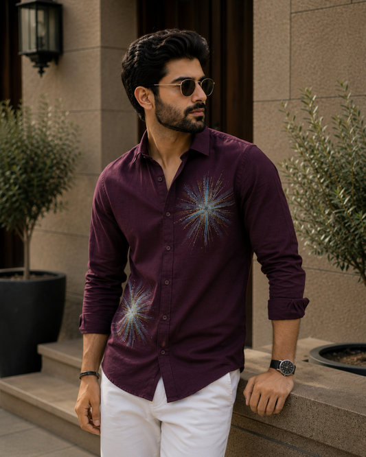 Men's Starburst Graphic Print Casual Shirt