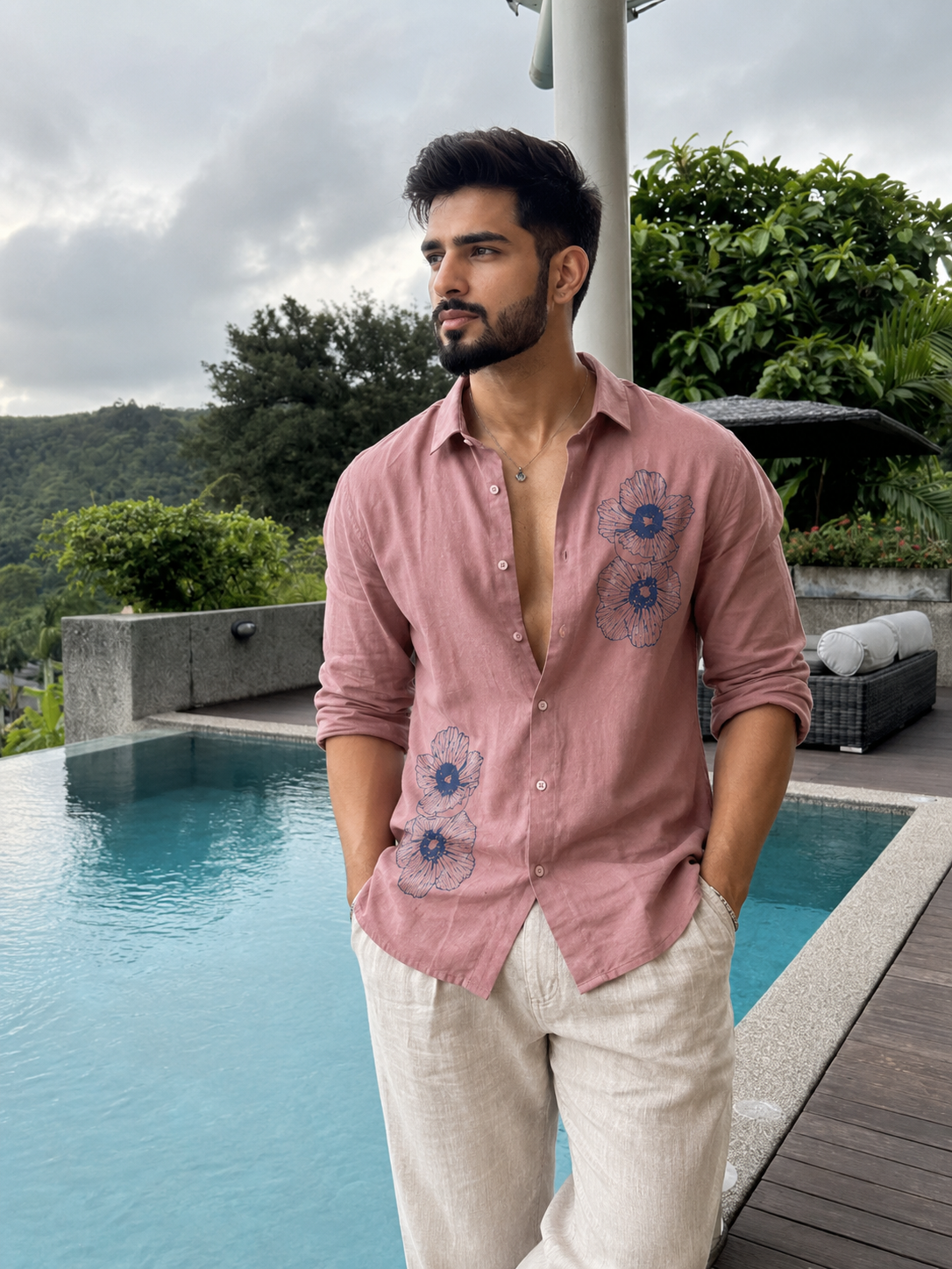 Men's Floral Graphic Print Casual Shirt