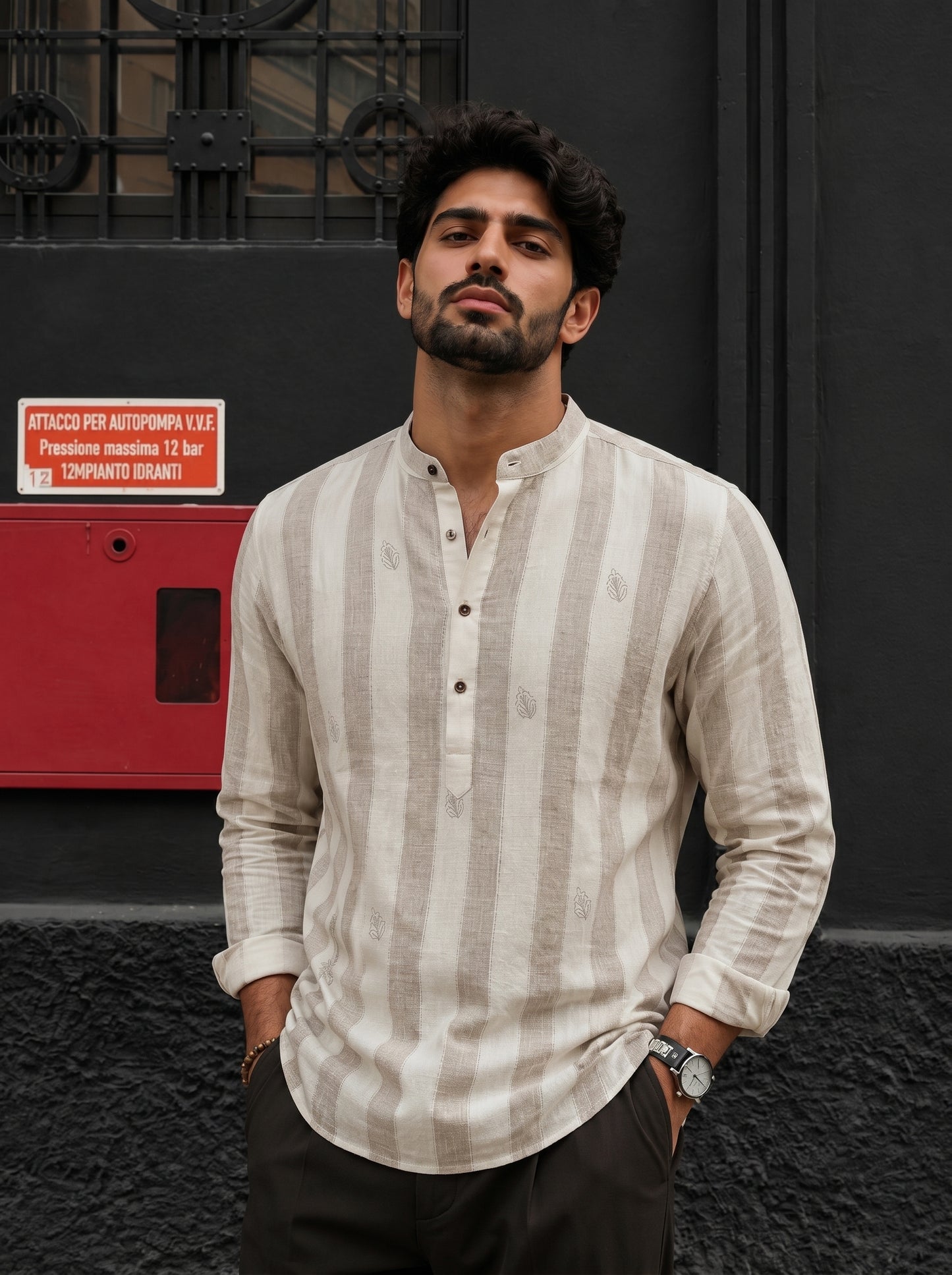 Striped Short Kurta Shirt – Modern Ethnic Luxe