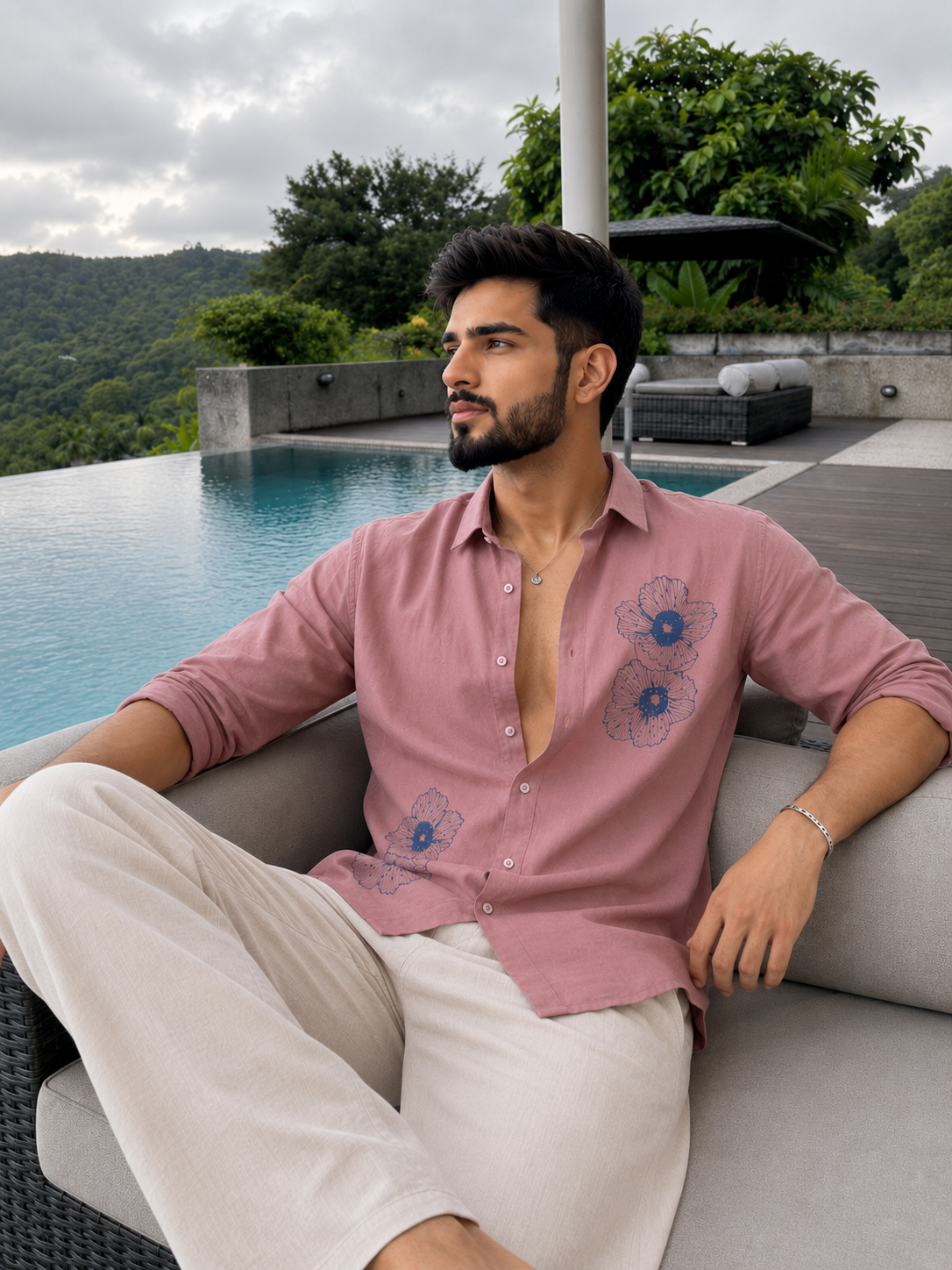 Men's Floral Graphic Print Casual Shirt