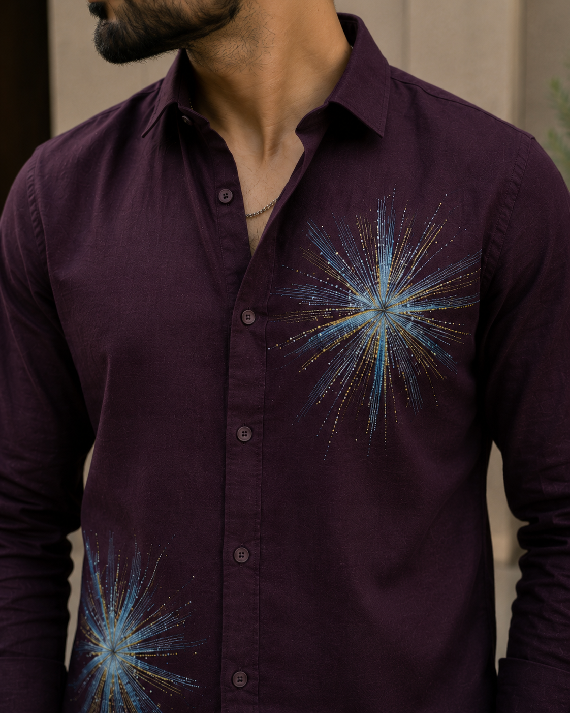 Men's Starburst Graphic Print Casual Shirt