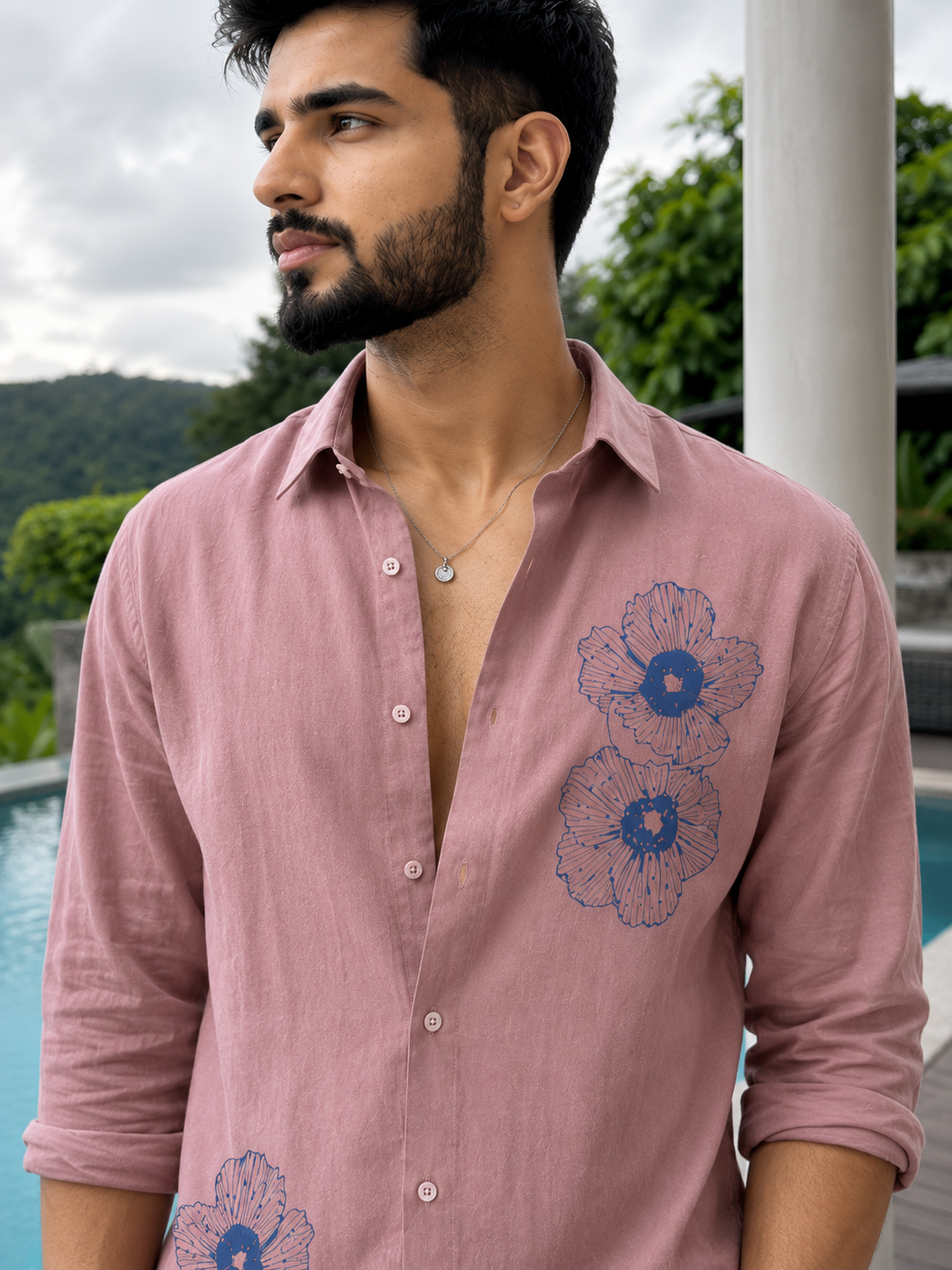 Men's Floral Graphic Print Casual Shirt