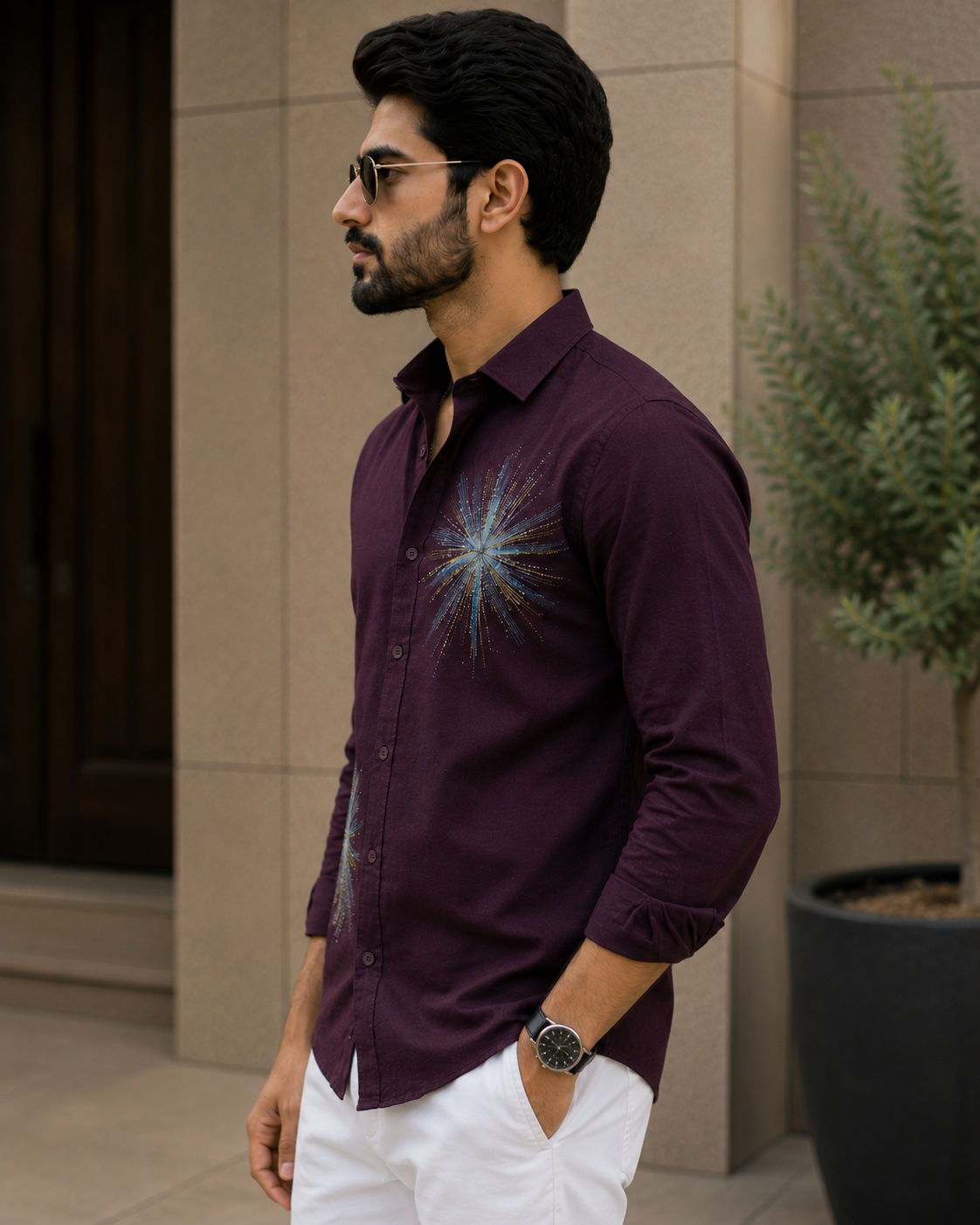 Men's Starburst Graphic Print Casual Shirt