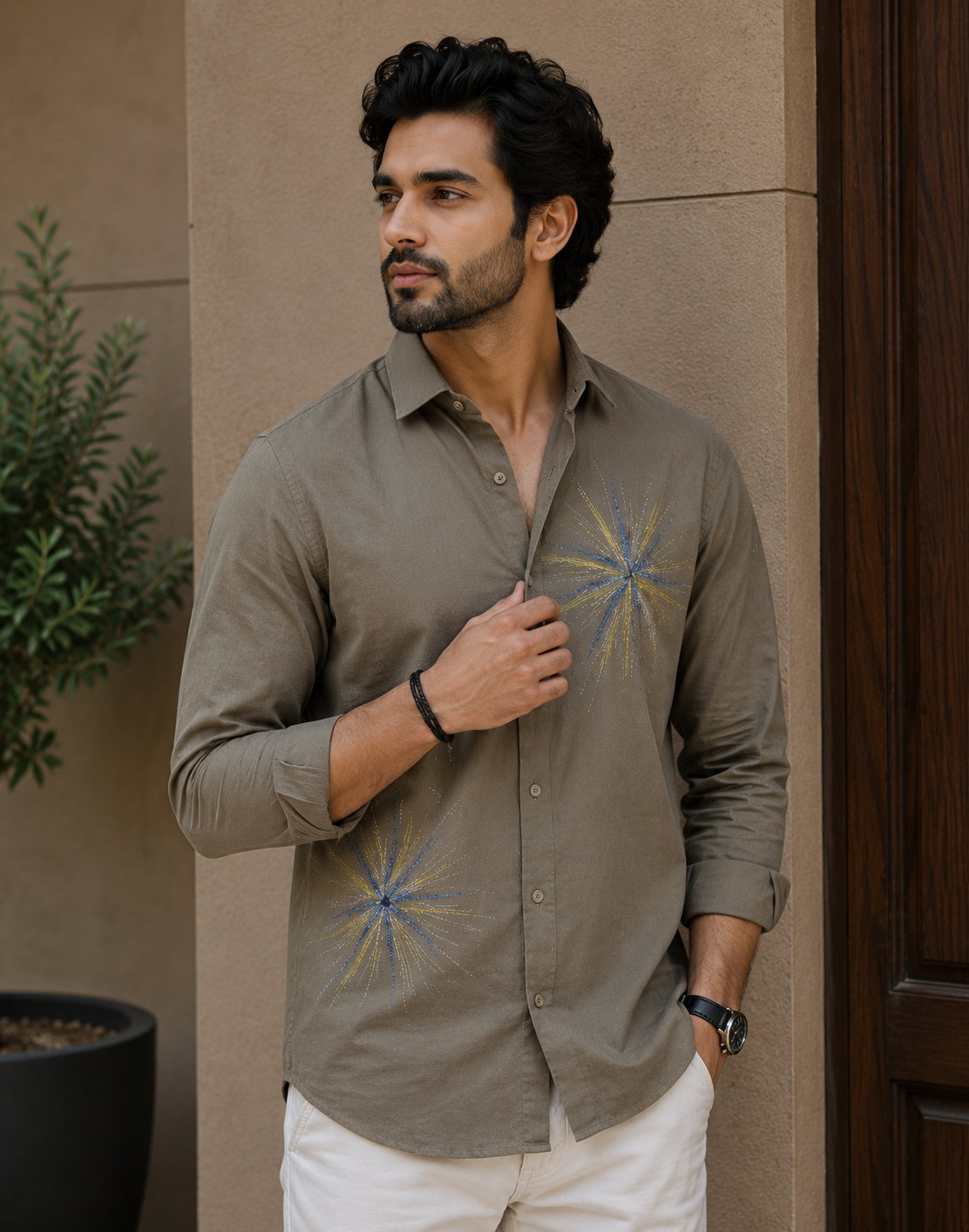 Men's Starburst Graphic Print Casual Shirt