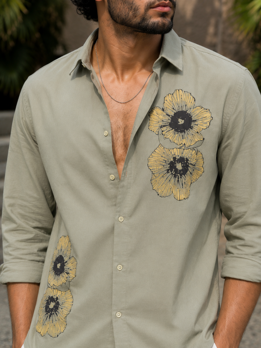 Men's Floral Graphic Print Casual Shirt