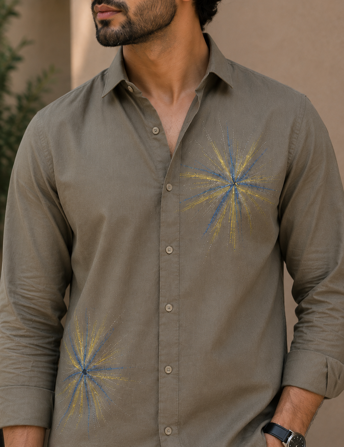 Men's Starburst Graphic Print Casual Shirt