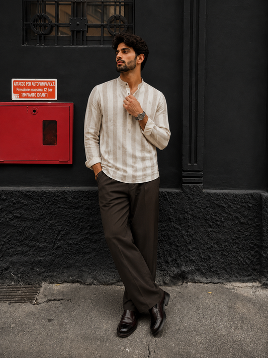 Striped Short Kurta Shirt – Modern Ethnic Luxe