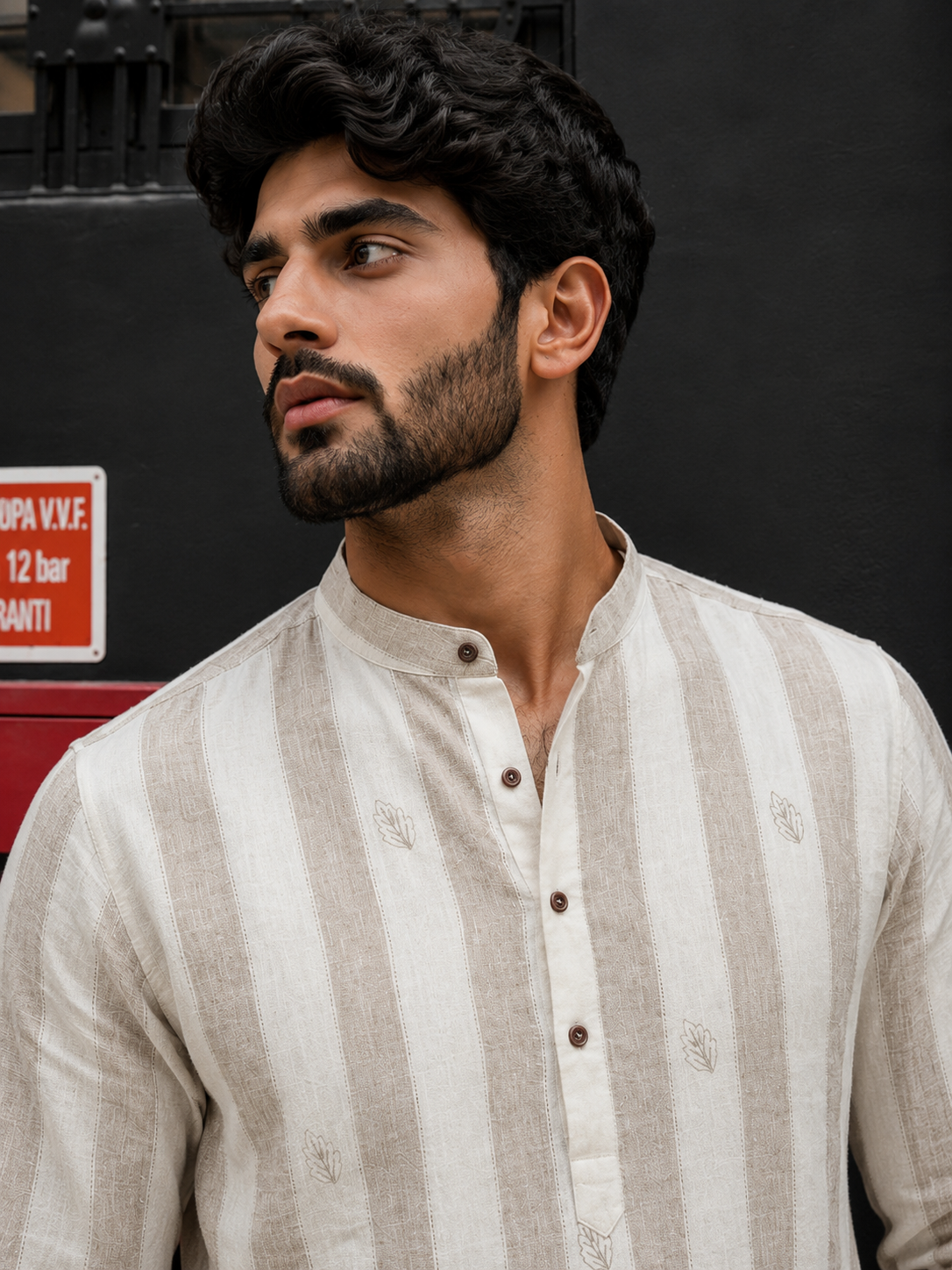 Striped Short Kurta Shirt – Modern Ethnic Luxe