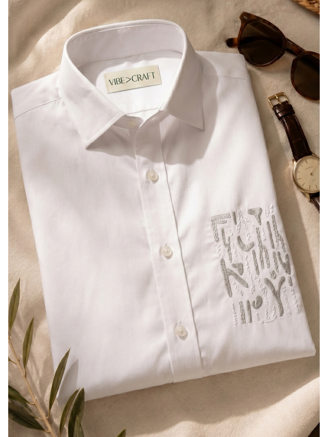 Minimal Embroidery Print Men's Shirt
