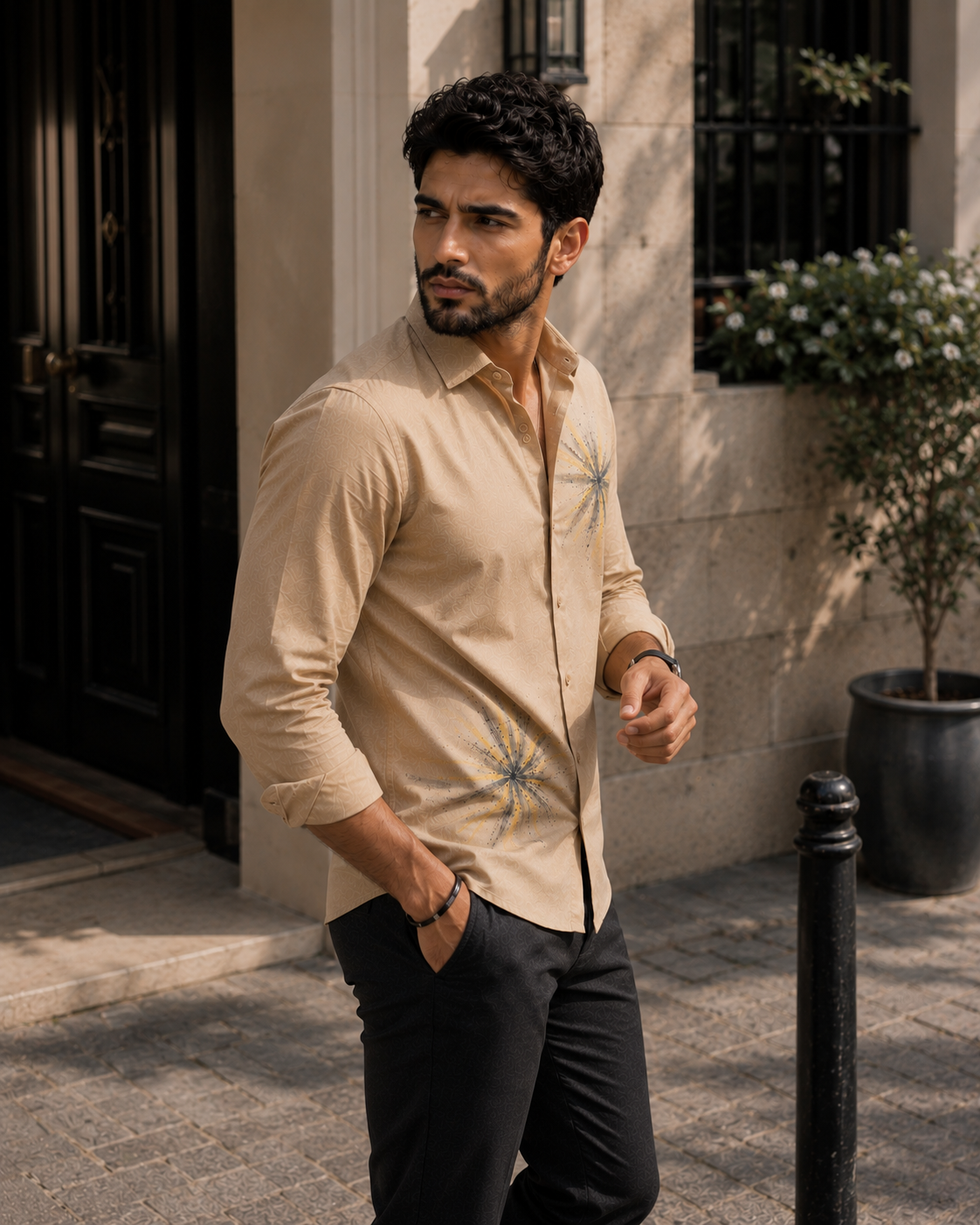 Men's Starburst Graphic Print Casual Shirt