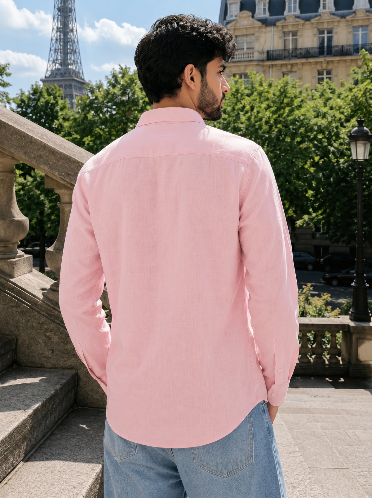 Men’s Pink Embroidered Designer Casual Shirt