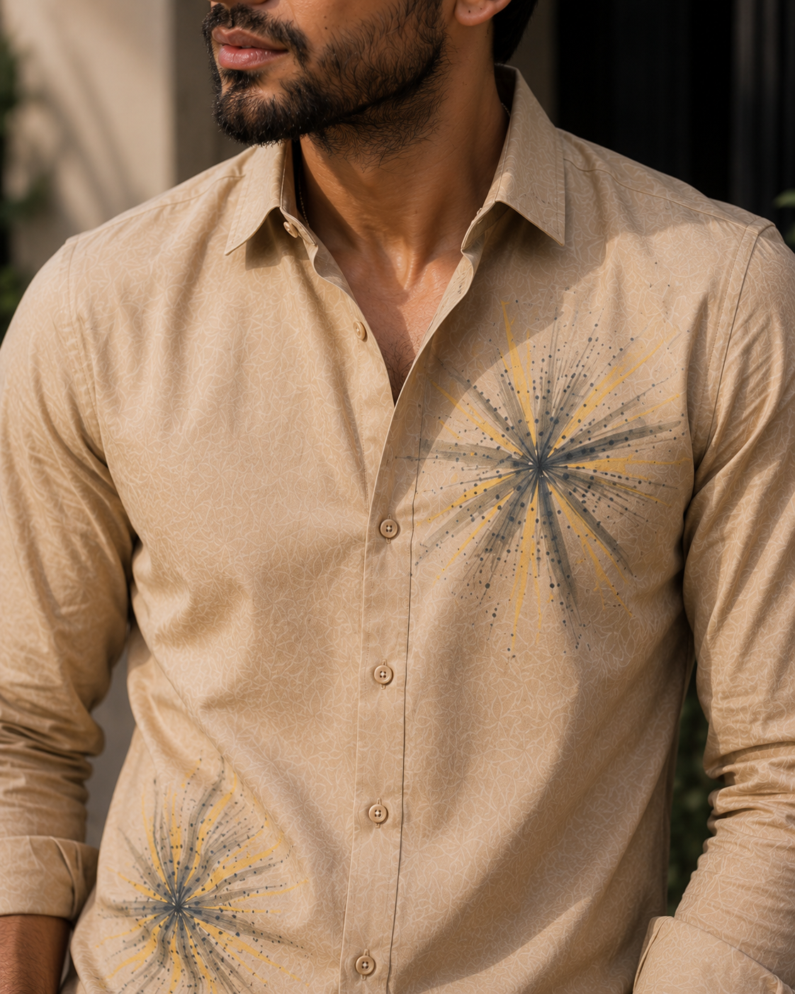 Men's Starburst Graphic Print Casual Shirt
