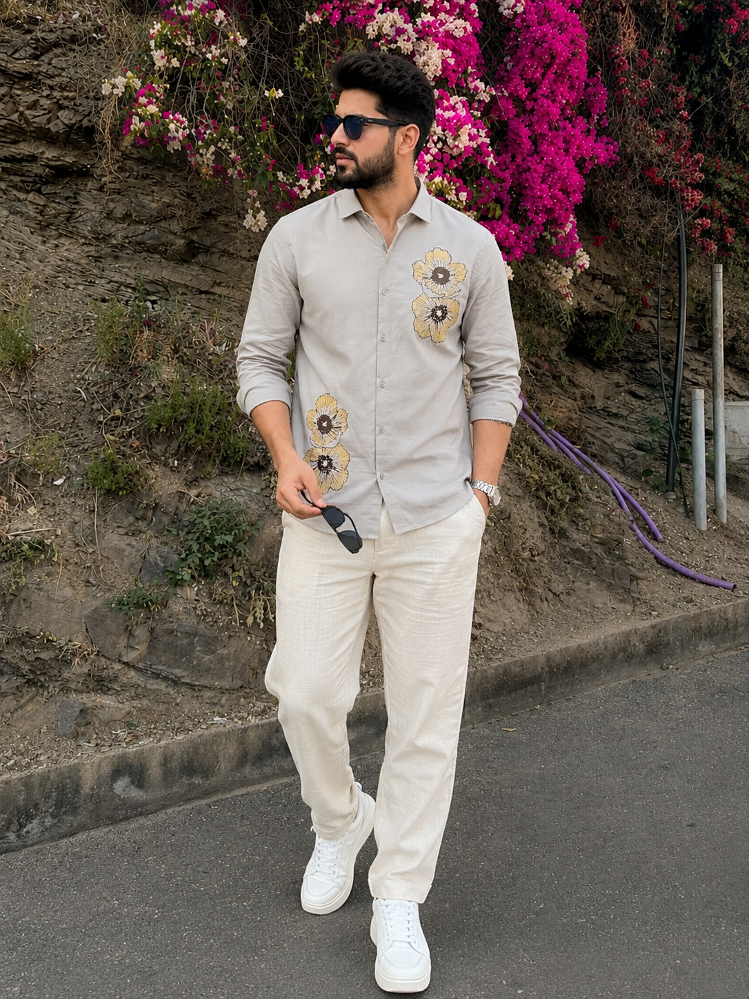 Men's Floral Graphic Print Casual Shirt