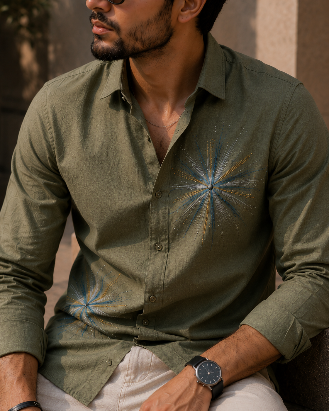 Men's Starburst Graphic Print Casual Shirt