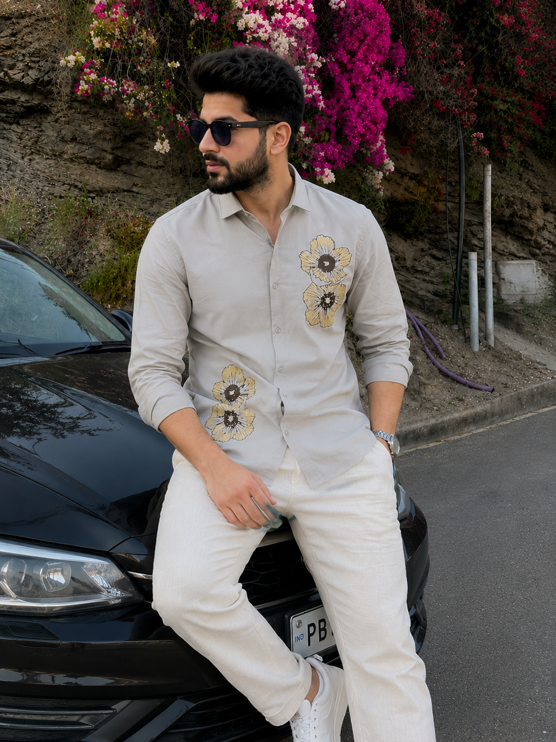 Men's Floral Graphic Print Casual Shirt