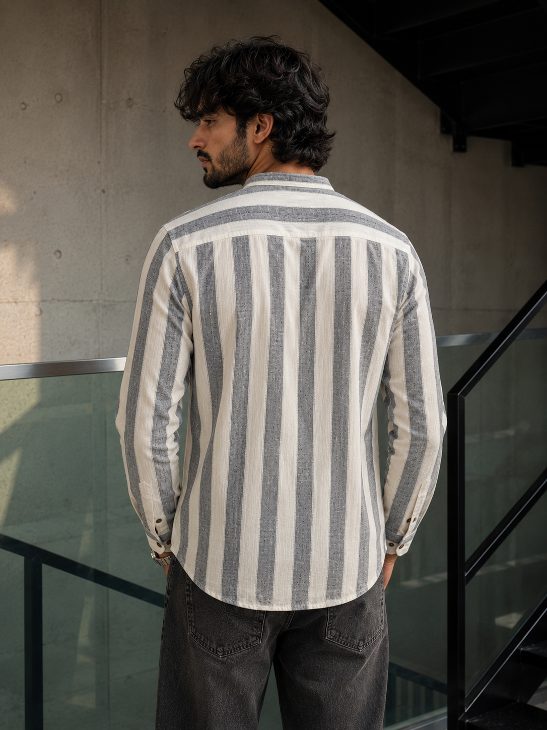 Striped Short Kurta Shirt – Modern Ethnic Luxe