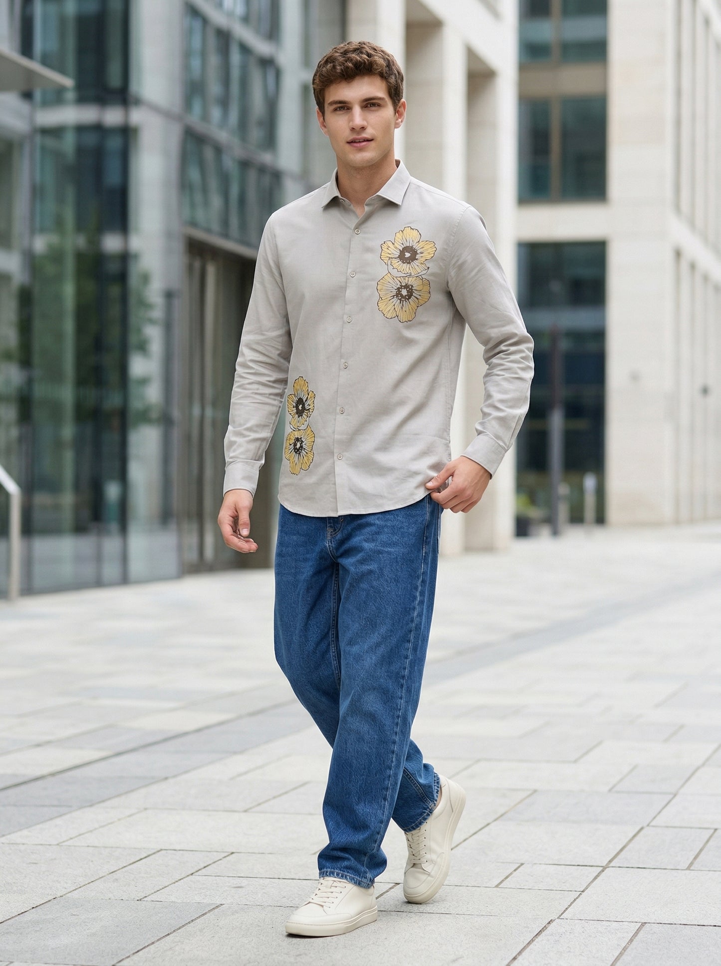Men's Floral Graphic Print Casual Shirt