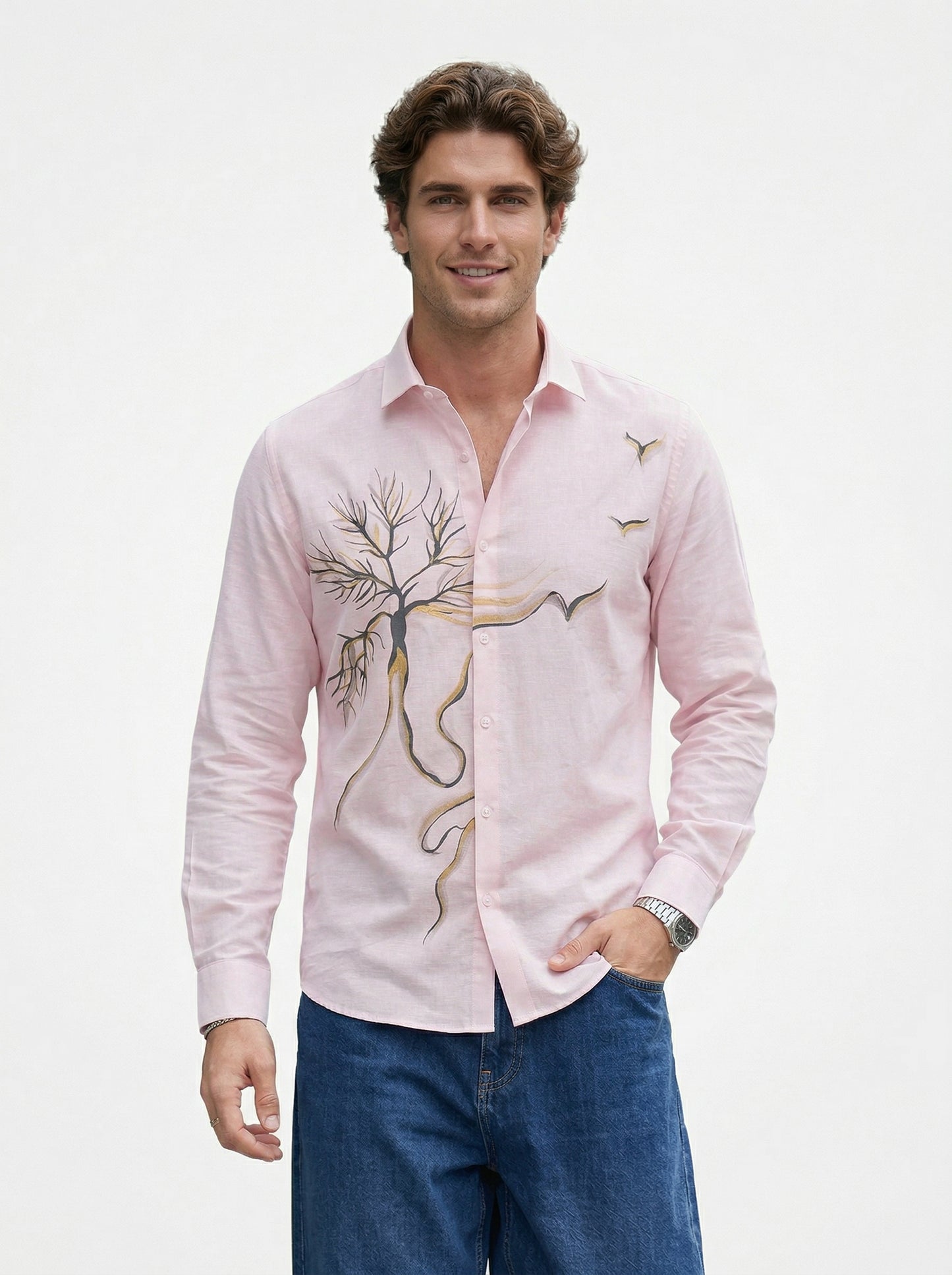 Men's Tree Graphic Print Premium Casual Shirt