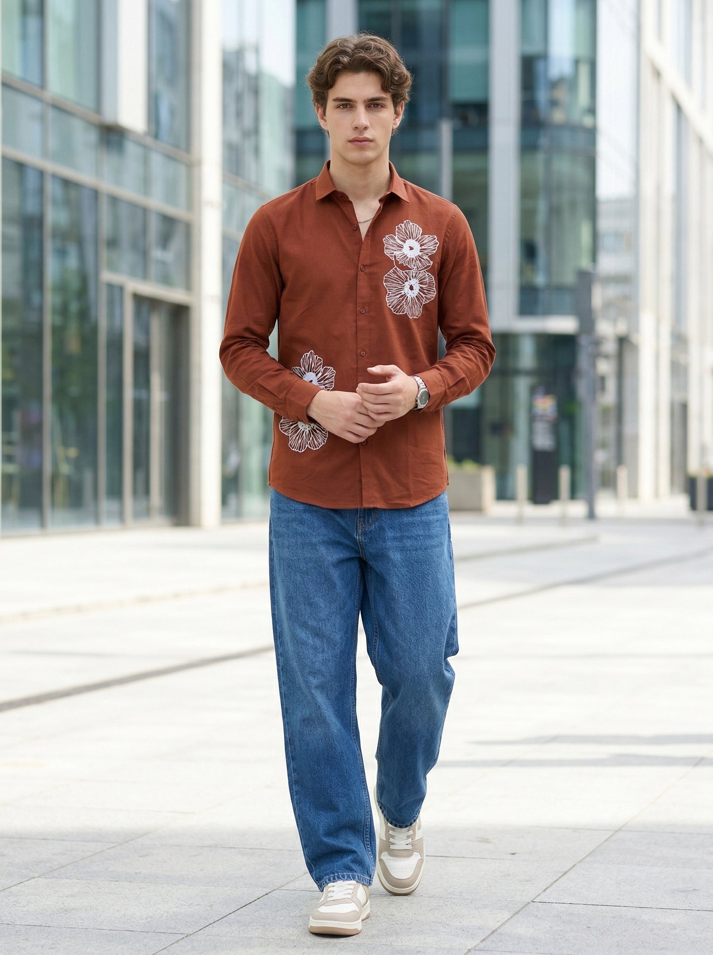 Men's Floral Graphic Print Casual Shirt