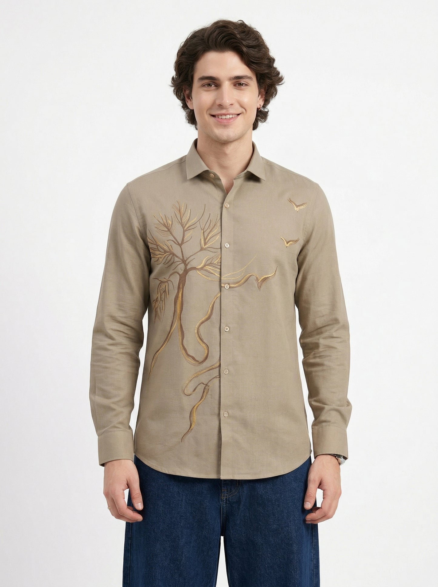 Men's Tree Graphic Print Premium Casual Shirt