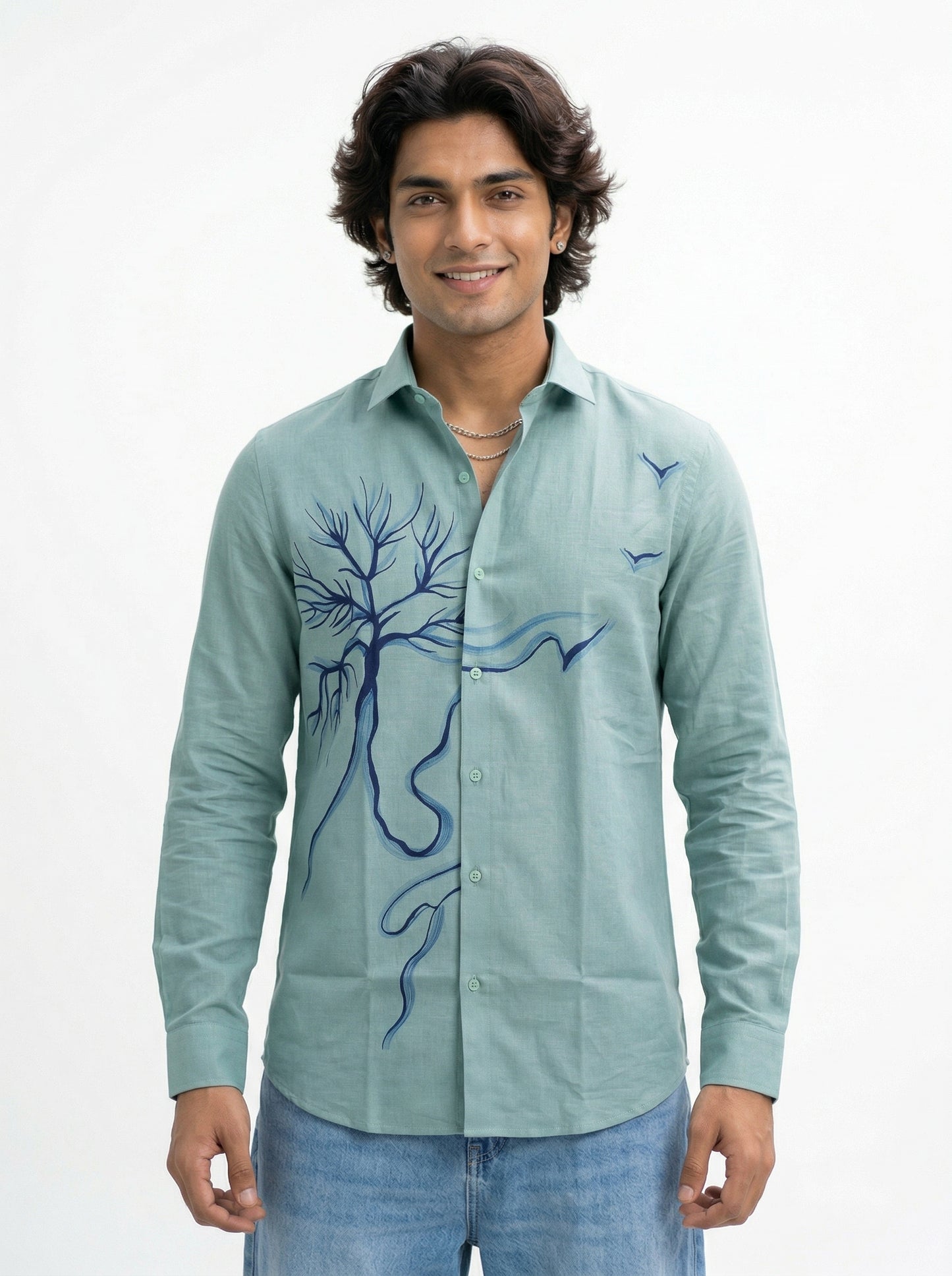 Men's Tree Graphic Print Premium Casual Shirt