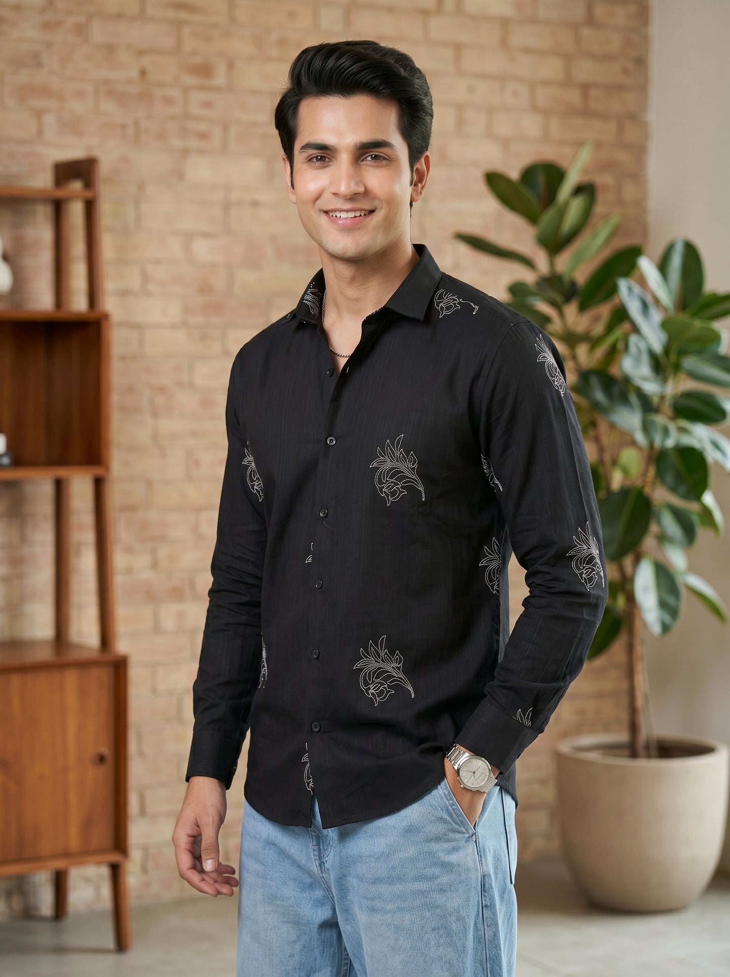 Vibe Craft Premium Botanical Print Casual Shirt for Men