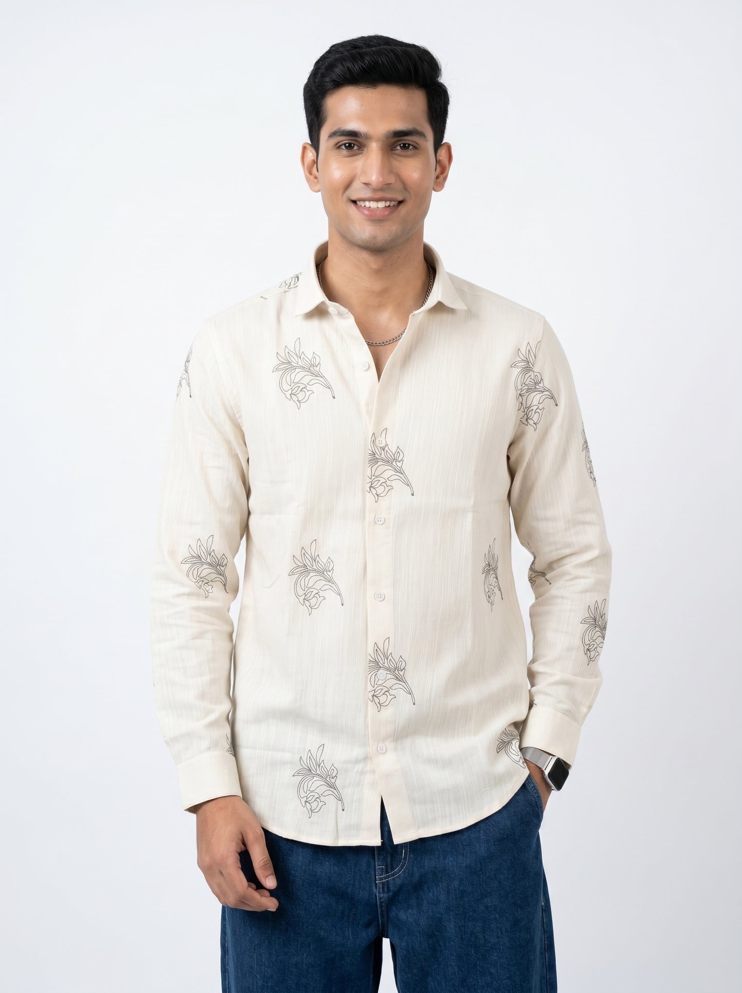 Vibe Craft Premium Botanical Print Casual Shirt for Men
