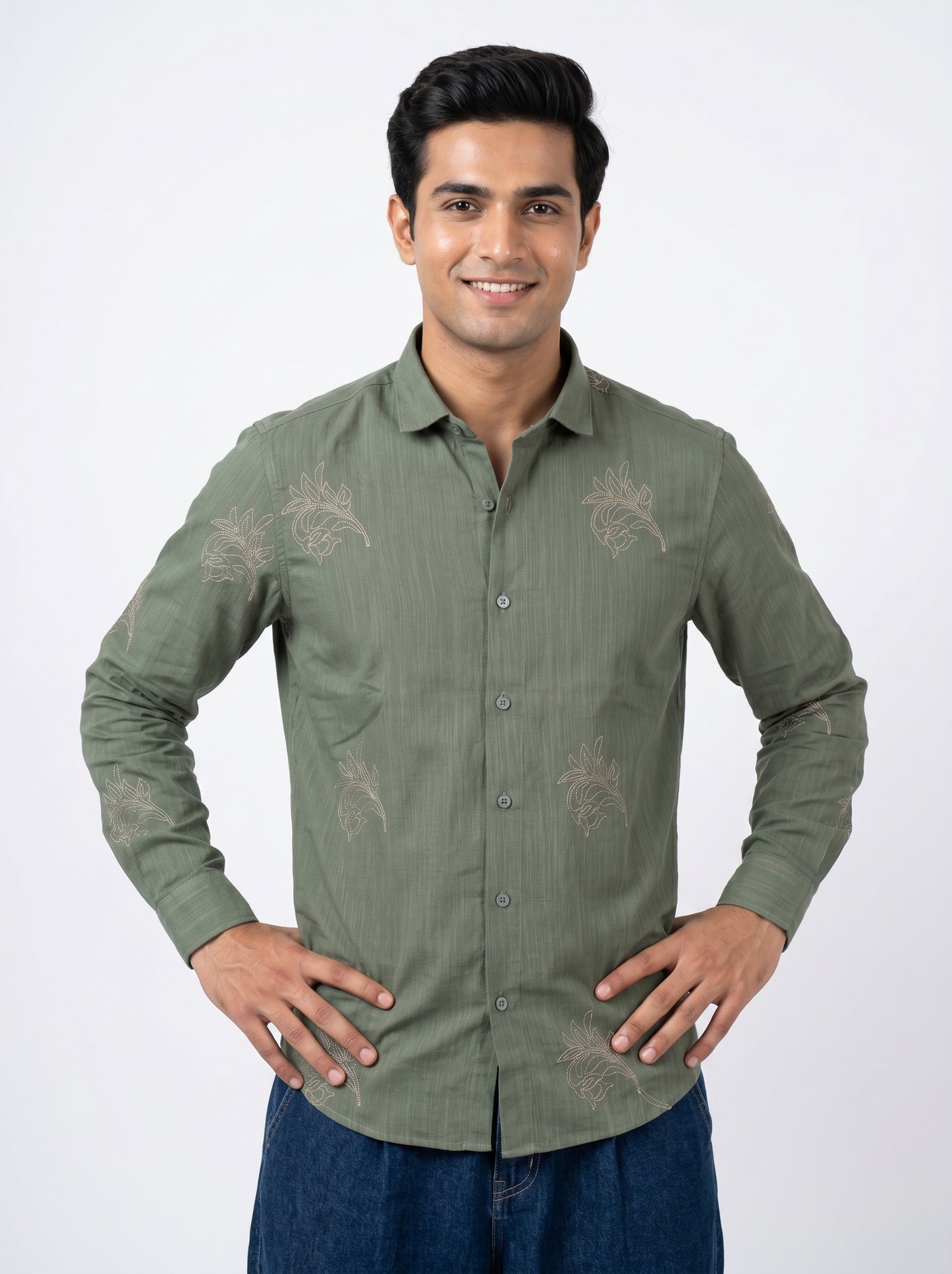 Vibe Craft Premium Botanical Print Casual Shirt for Men