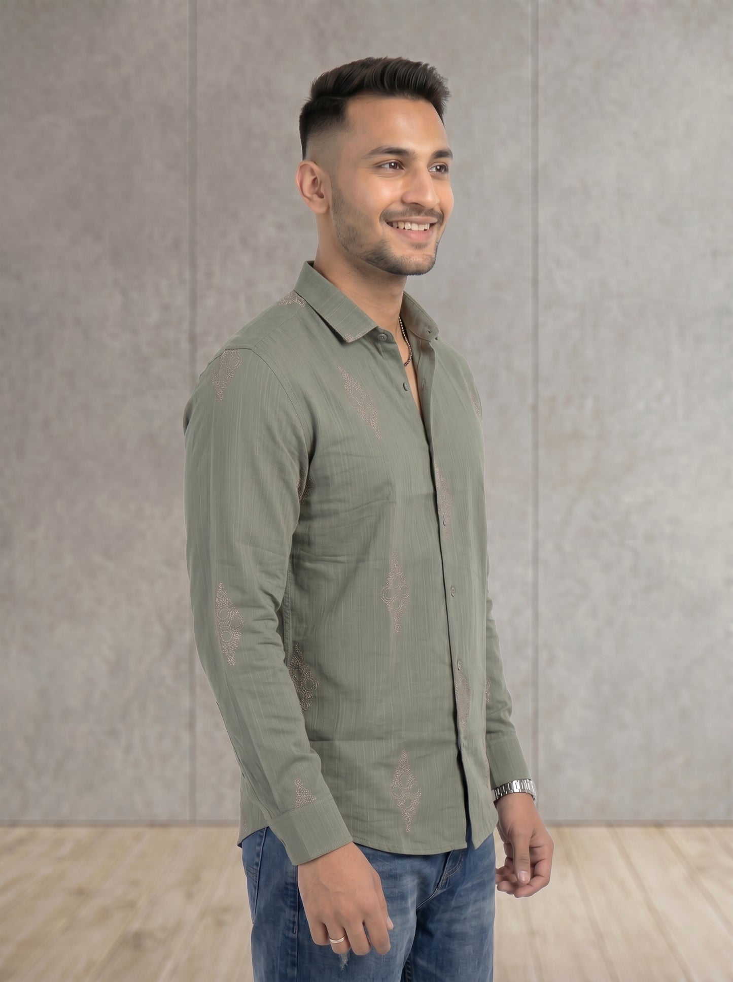 Vibe Craft Spiral Print Premium Textured Shirt for Men