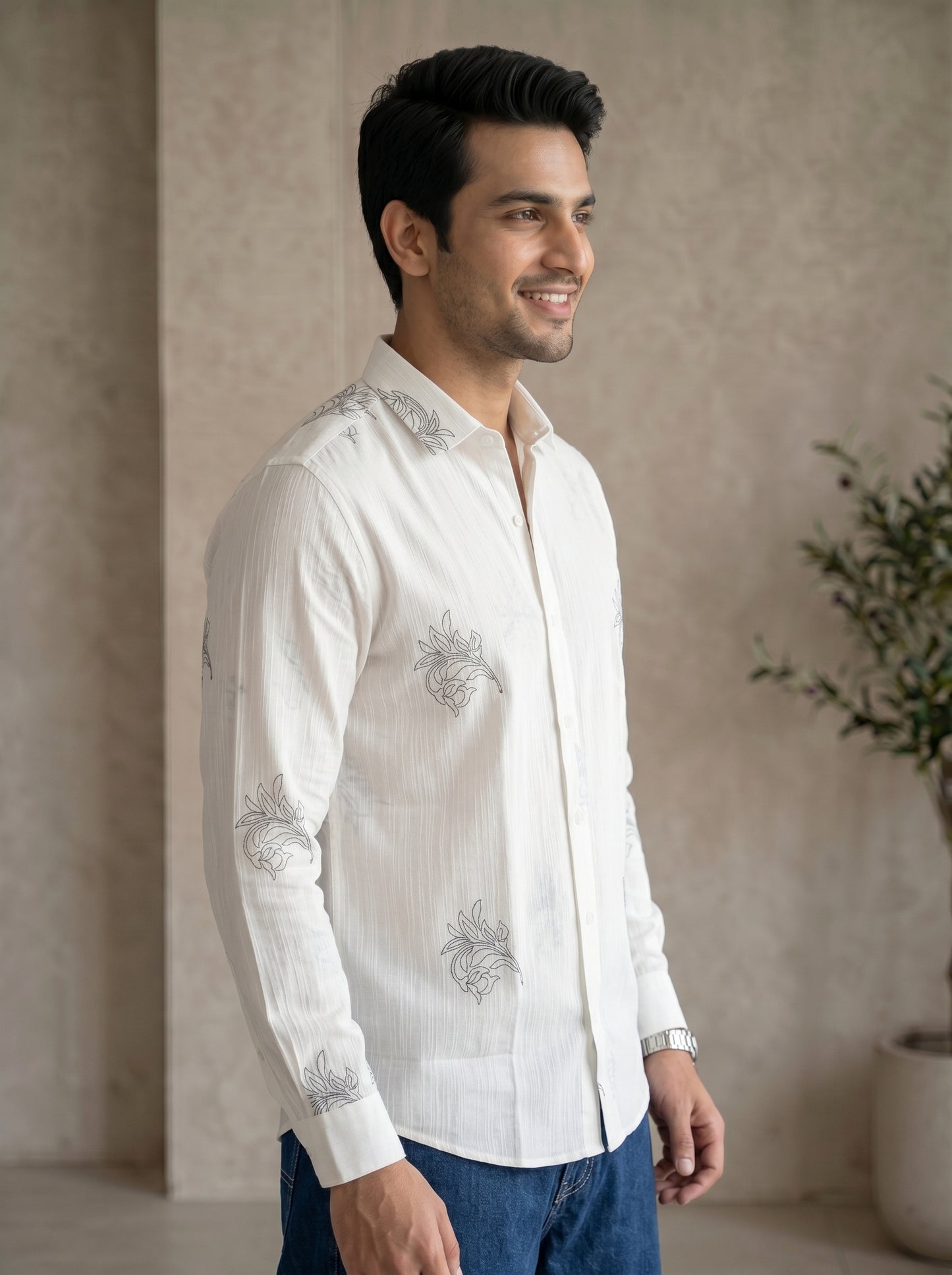 Vibe Craft Premium Botanical Print Casual Shirt for Men