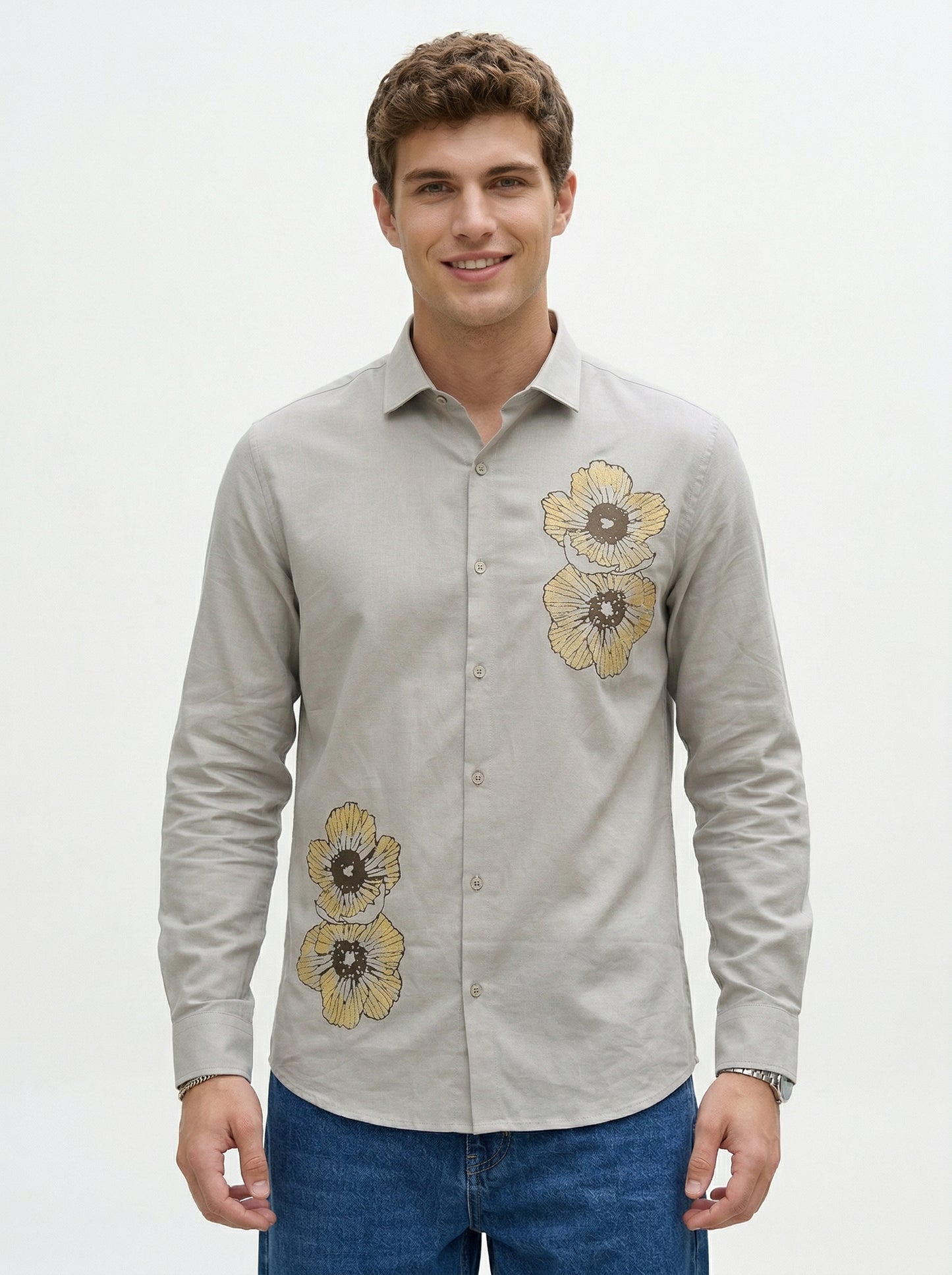 Men's Floral Graphic Print Casual Shirt