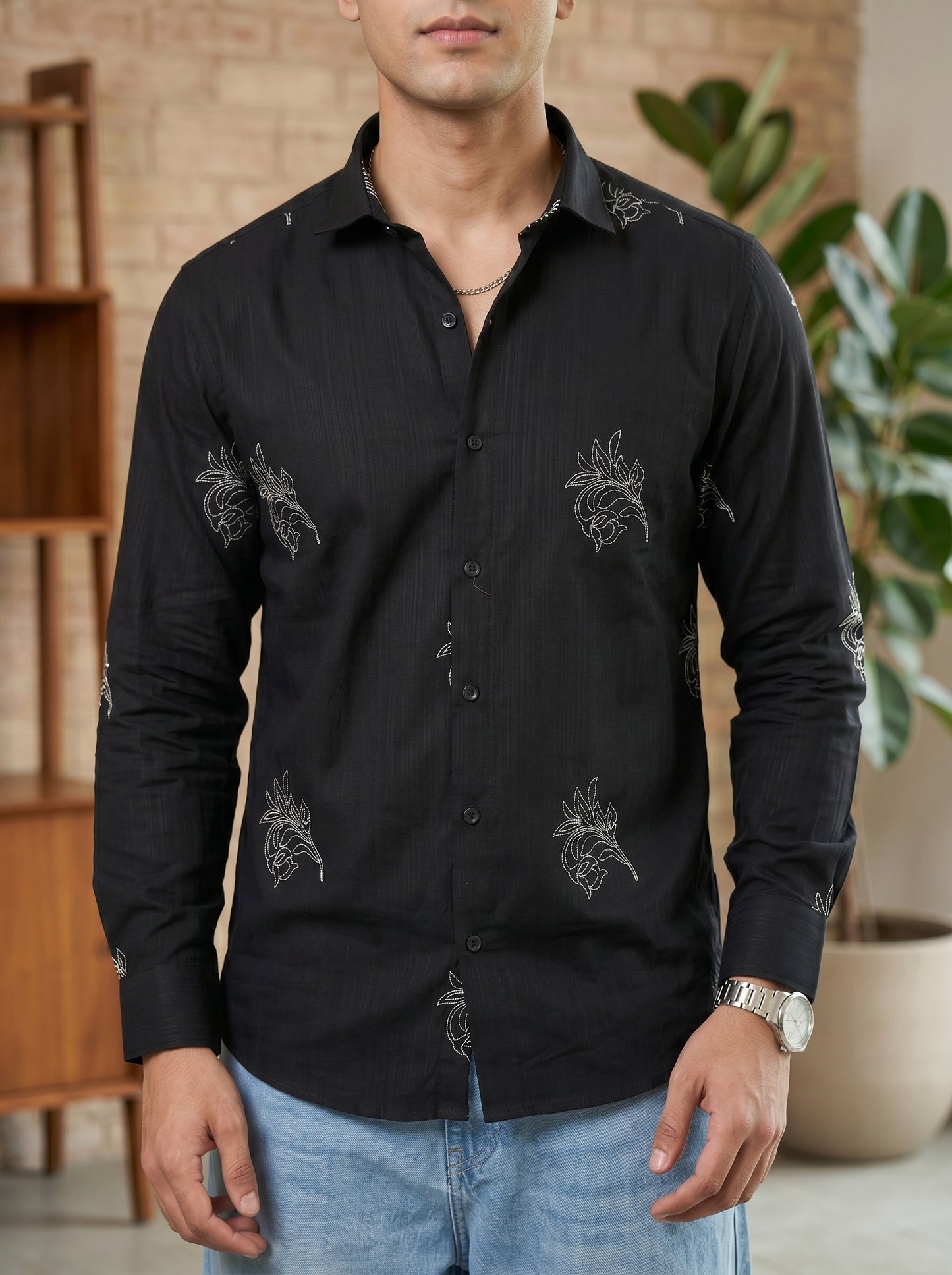 Vibe Craft Premium Botanical Print Casual Shirt for Men