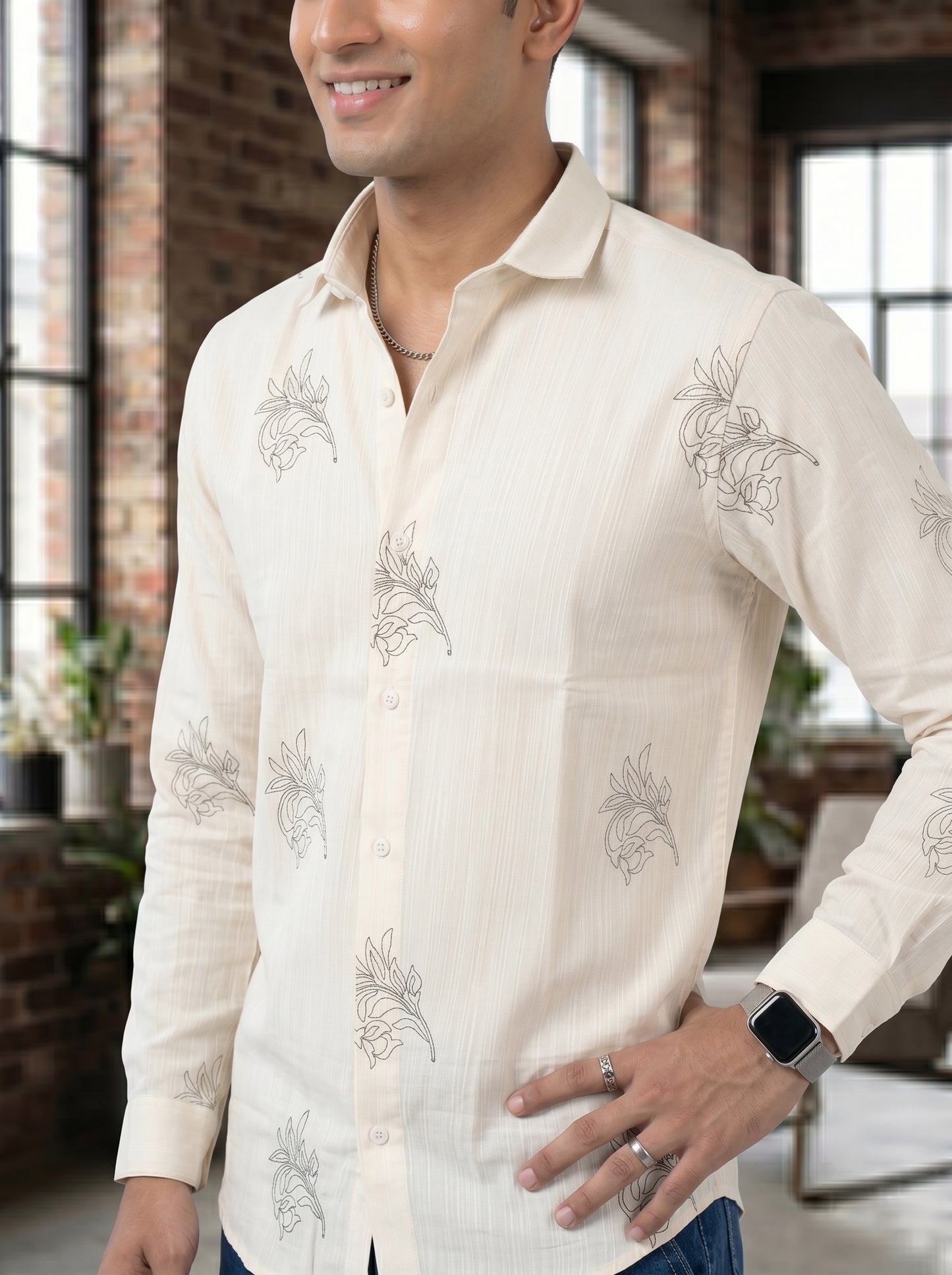 Vibe Craft Premium Botanical Print Casual Shirt for Men