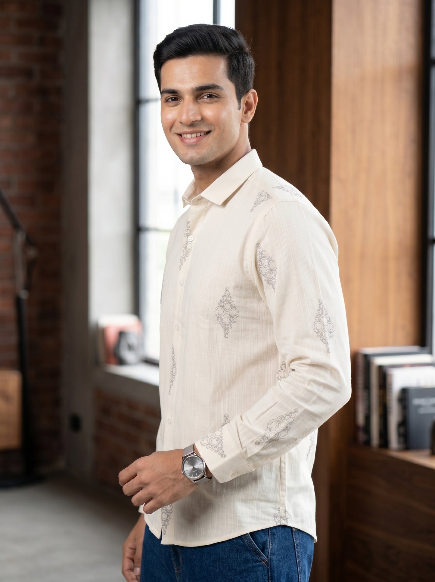 Vibe Craft Spiral Print Premium Textured Shirt for Men
