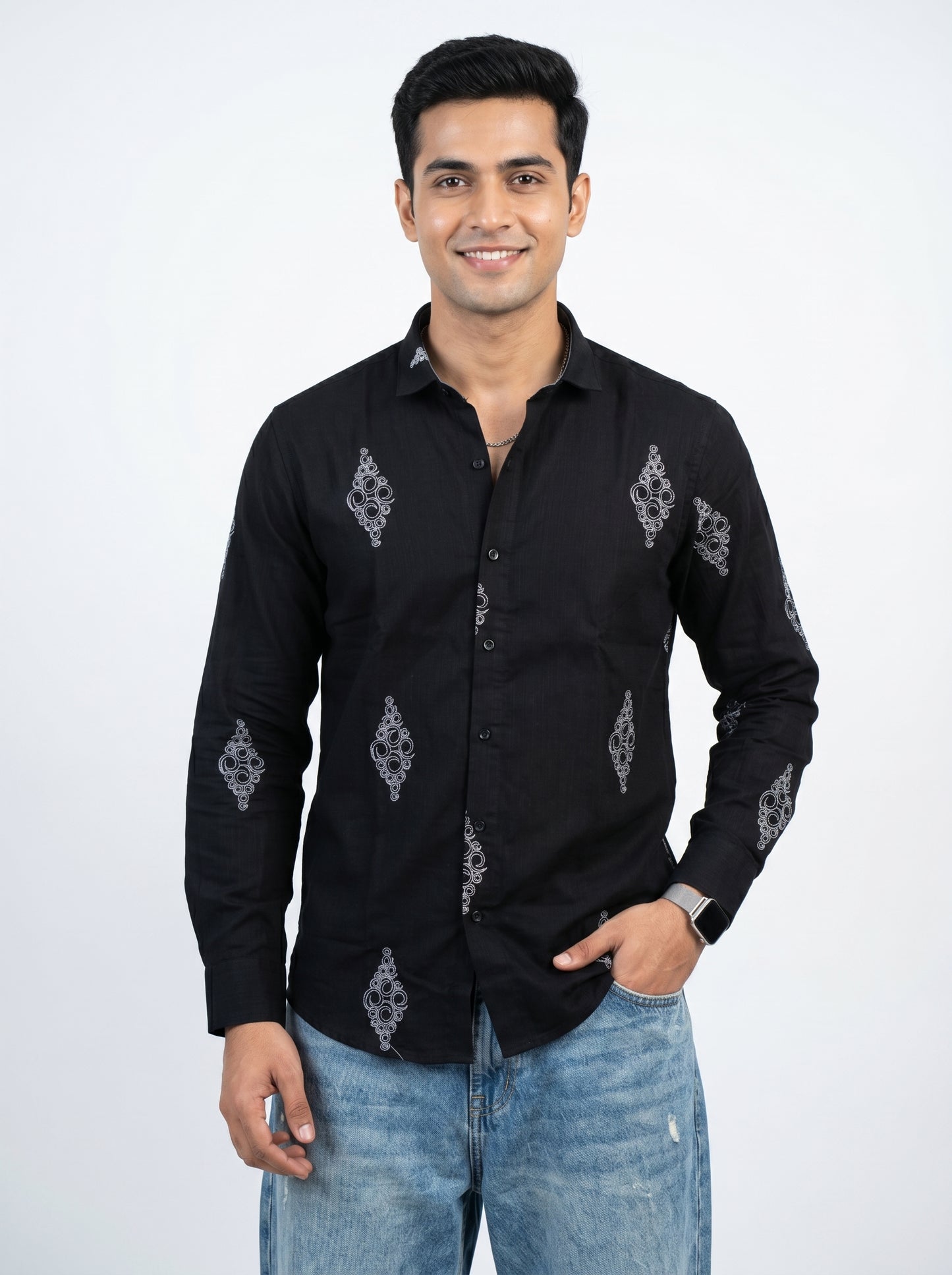Vibe Craft Spiral Print Premium Textured Shirt for Men