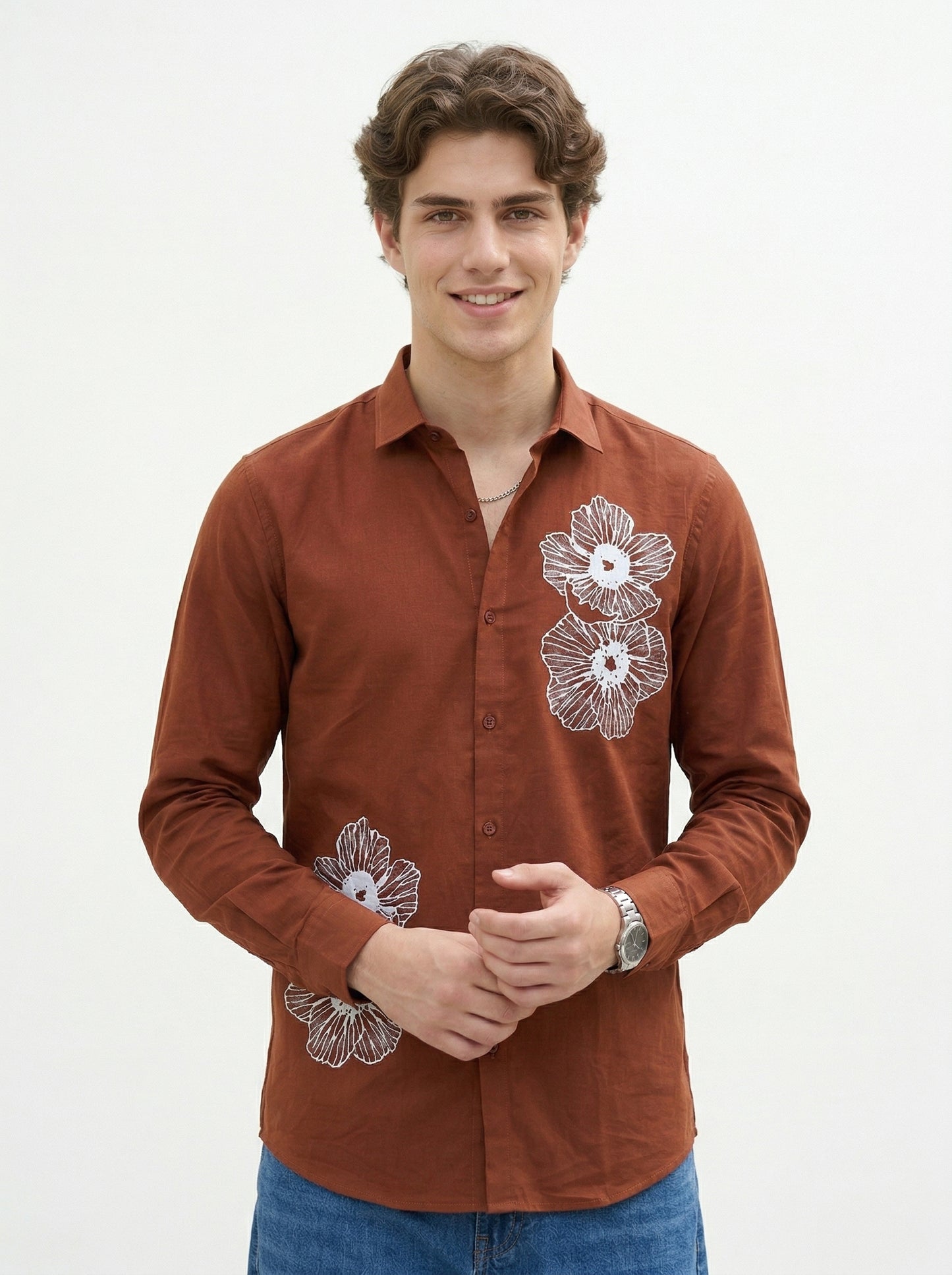 Men's Floral Graphic Print Casual Shirt