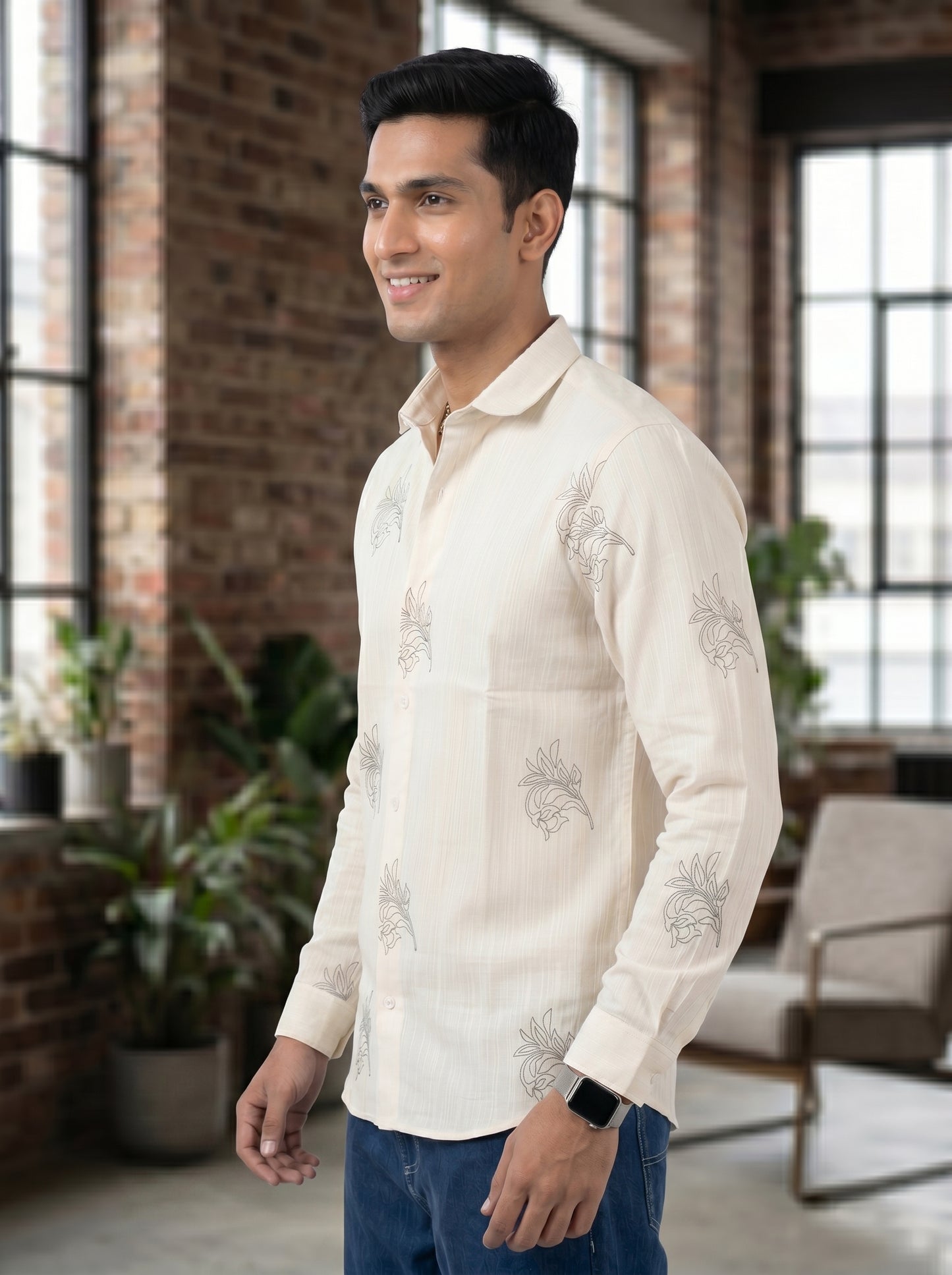 Vibe Craft Premium Botanical Print Casual Shirt for Men