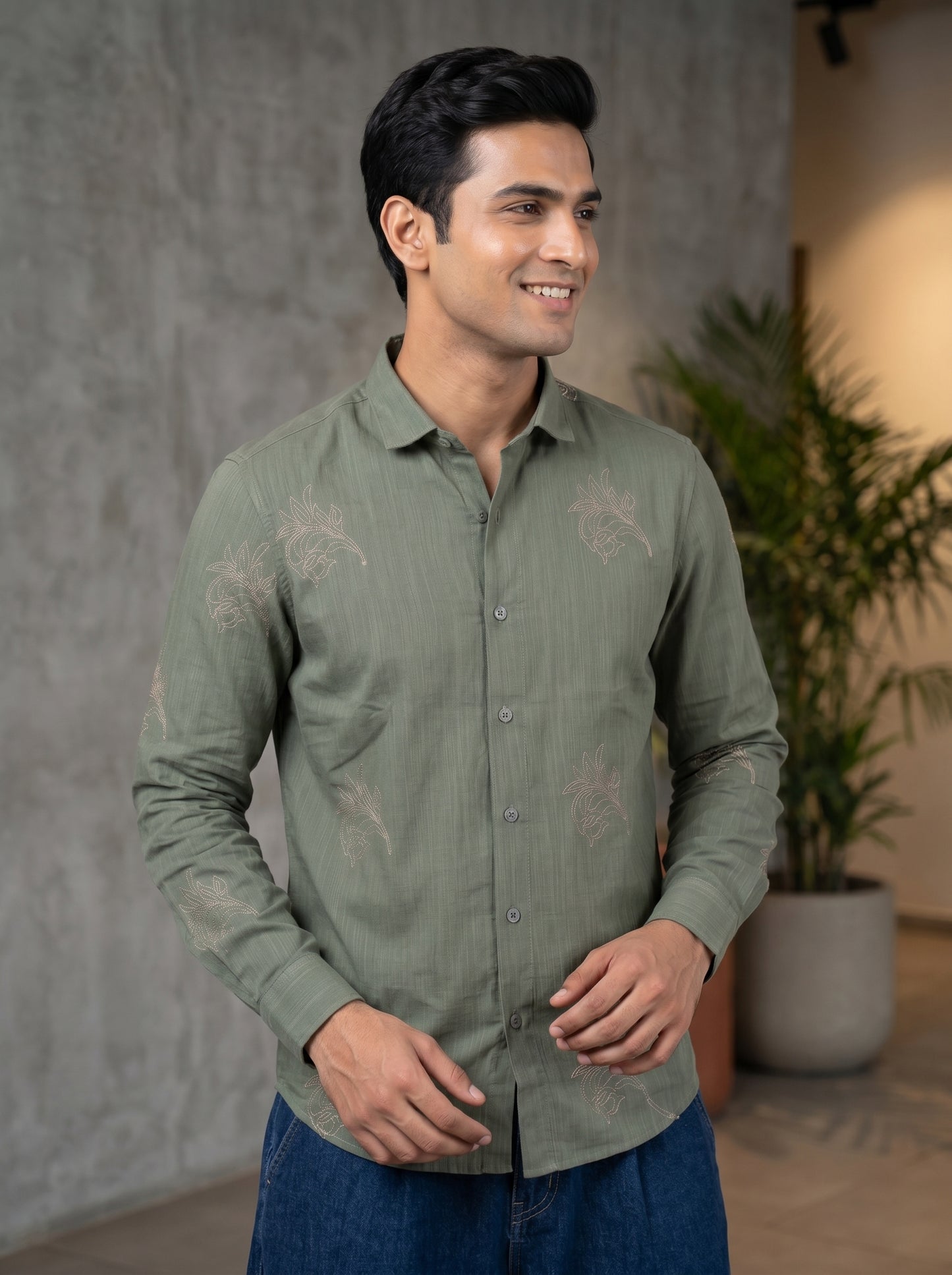 Vibe Craft Premium Botanical Print Casual Shirt for Men