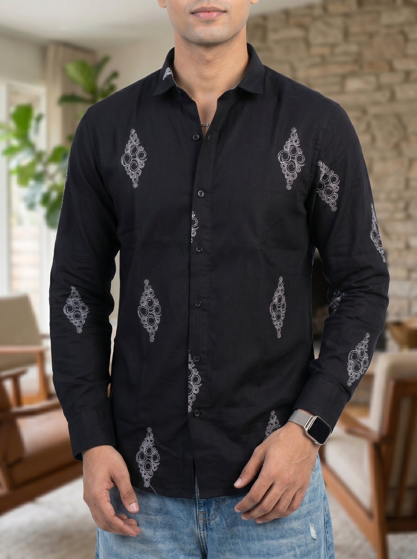 Vibe Craft Spiral Print Premium Textured Shirt for Men