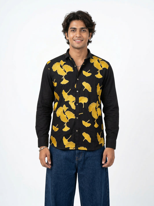 Men’s Geometric Embroidered Premium Shirt
