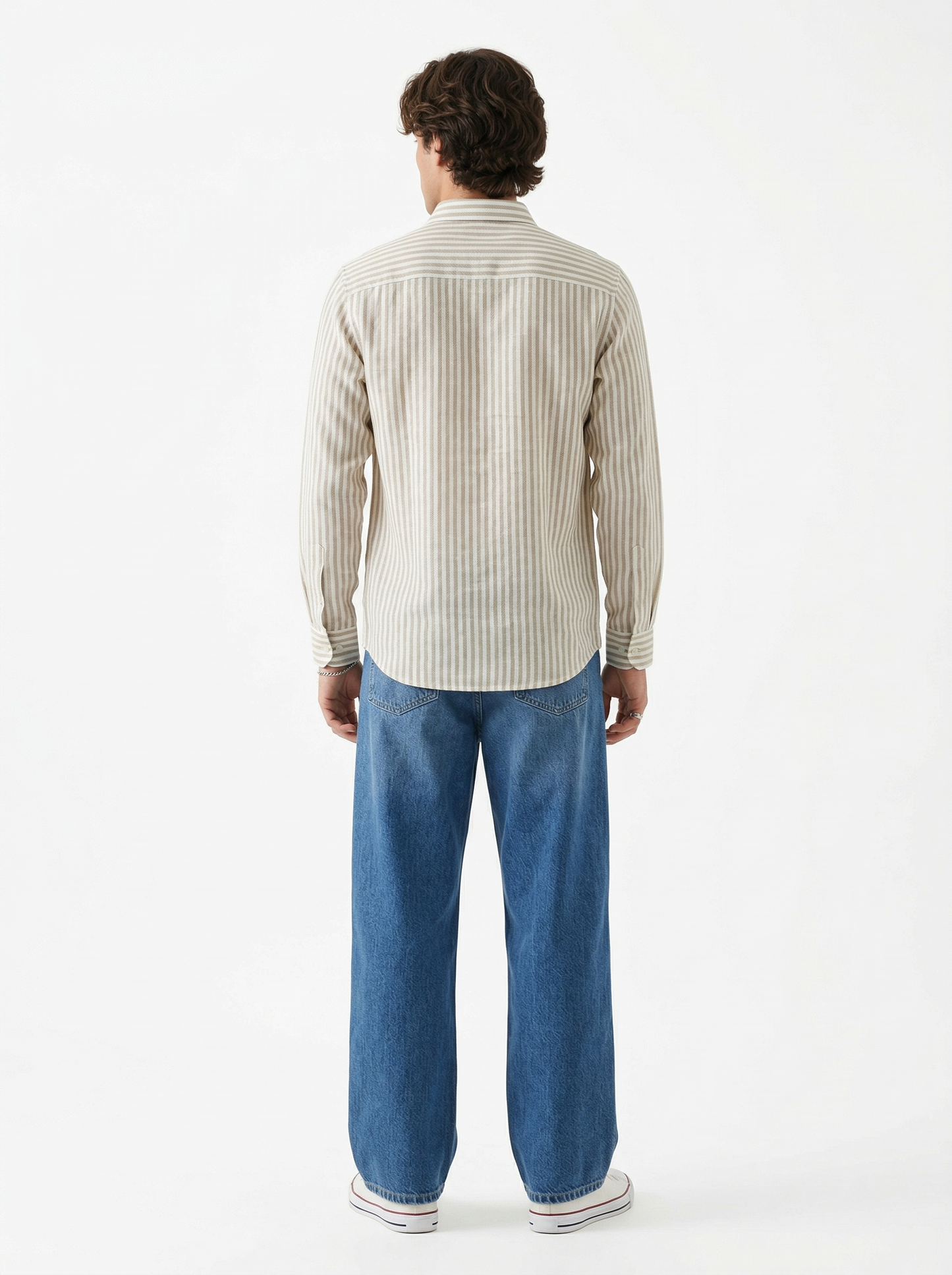 Men’s Vertical Striped Premium Cotton Linen Shirt